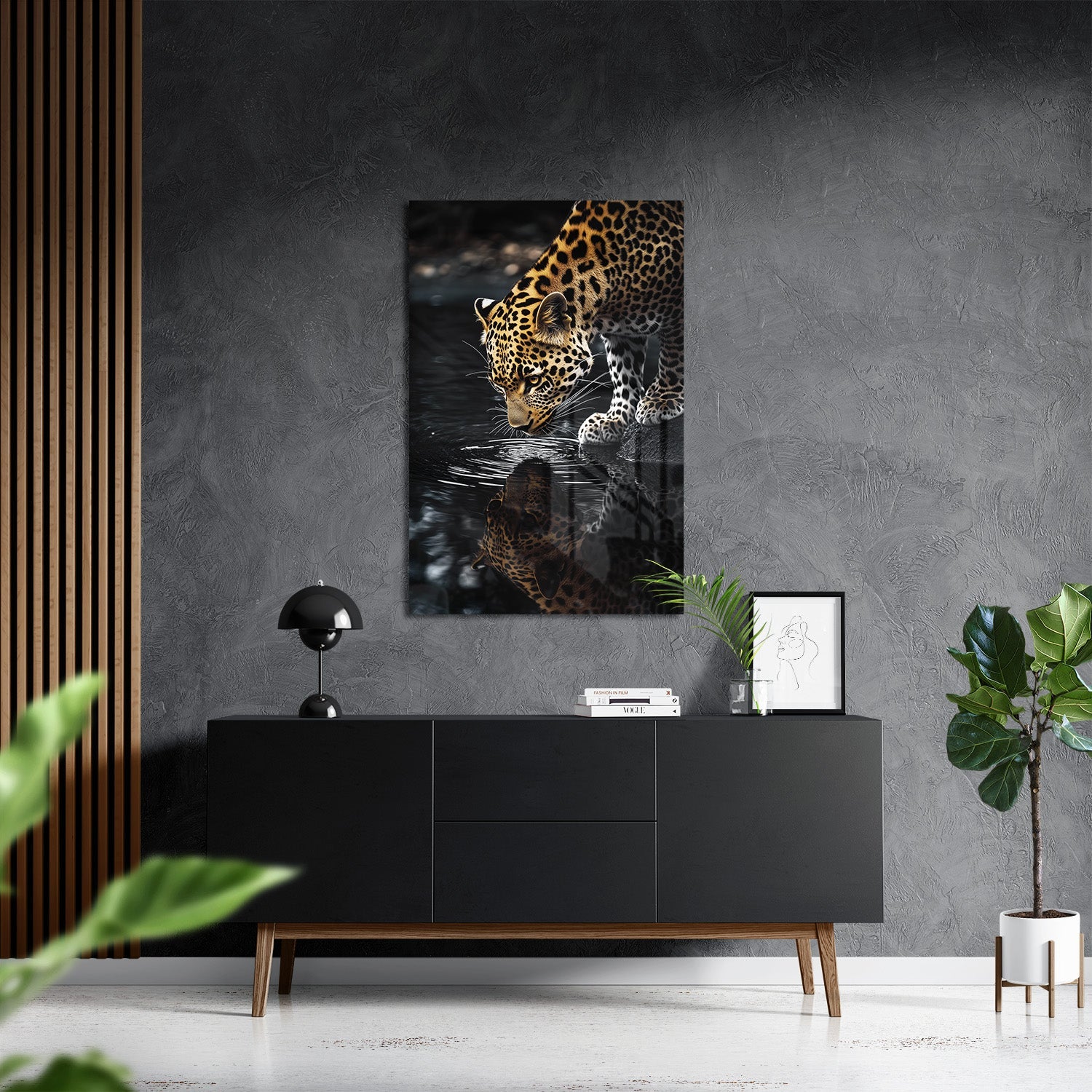 LEOPARD AT WATERSIDE*Plexiglas*40x60*Plexiglas*Kunstwerk*Masculina.nl