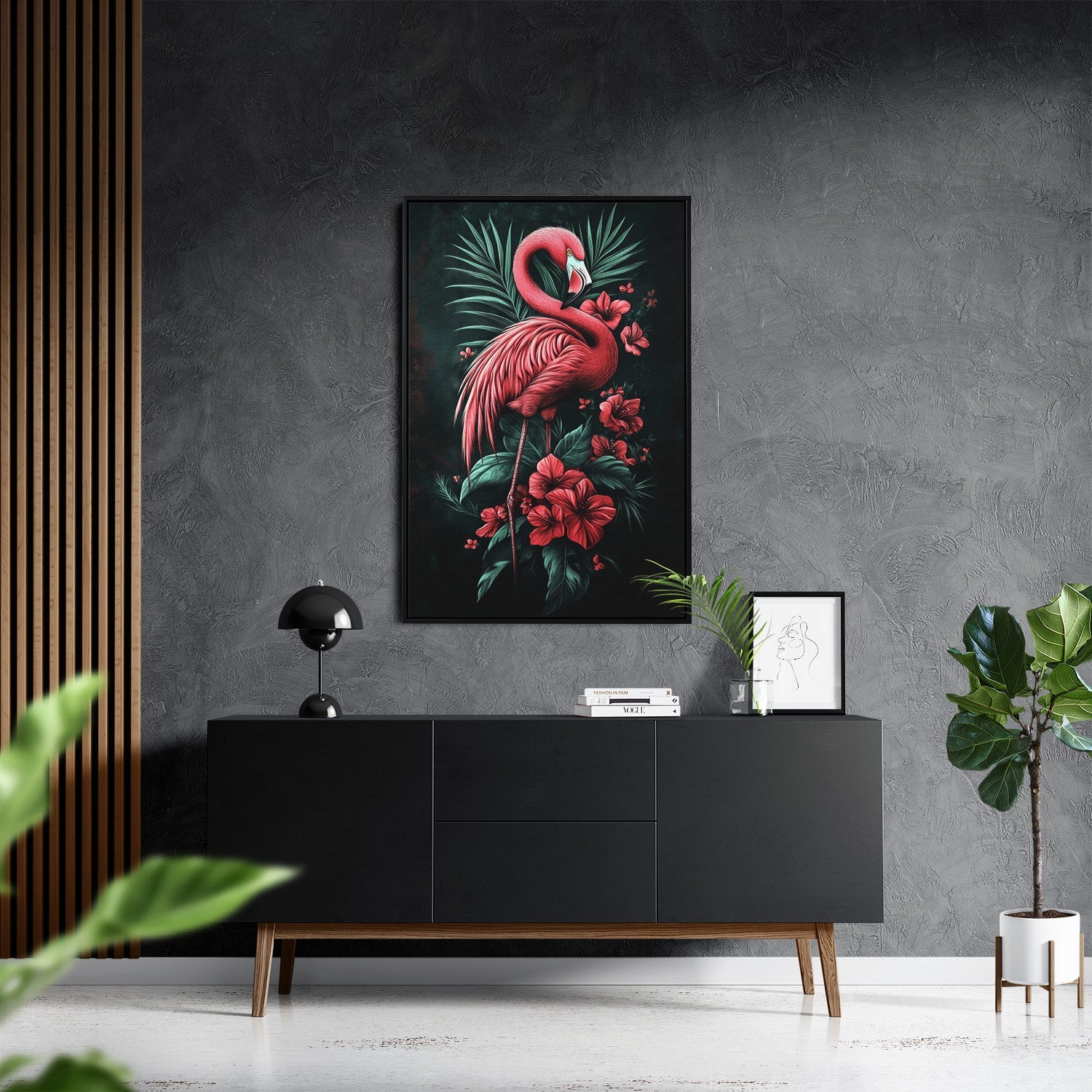 MIDNIGHT FLAMINGO*Canvas*40x60*Baklijst*Kunstwerk*Masculina.nl