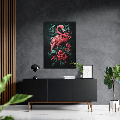 MIDNIGHT FLAMINGO*Canvas*40x60*Baklijst*Kunstwerk*Masculina.nl
