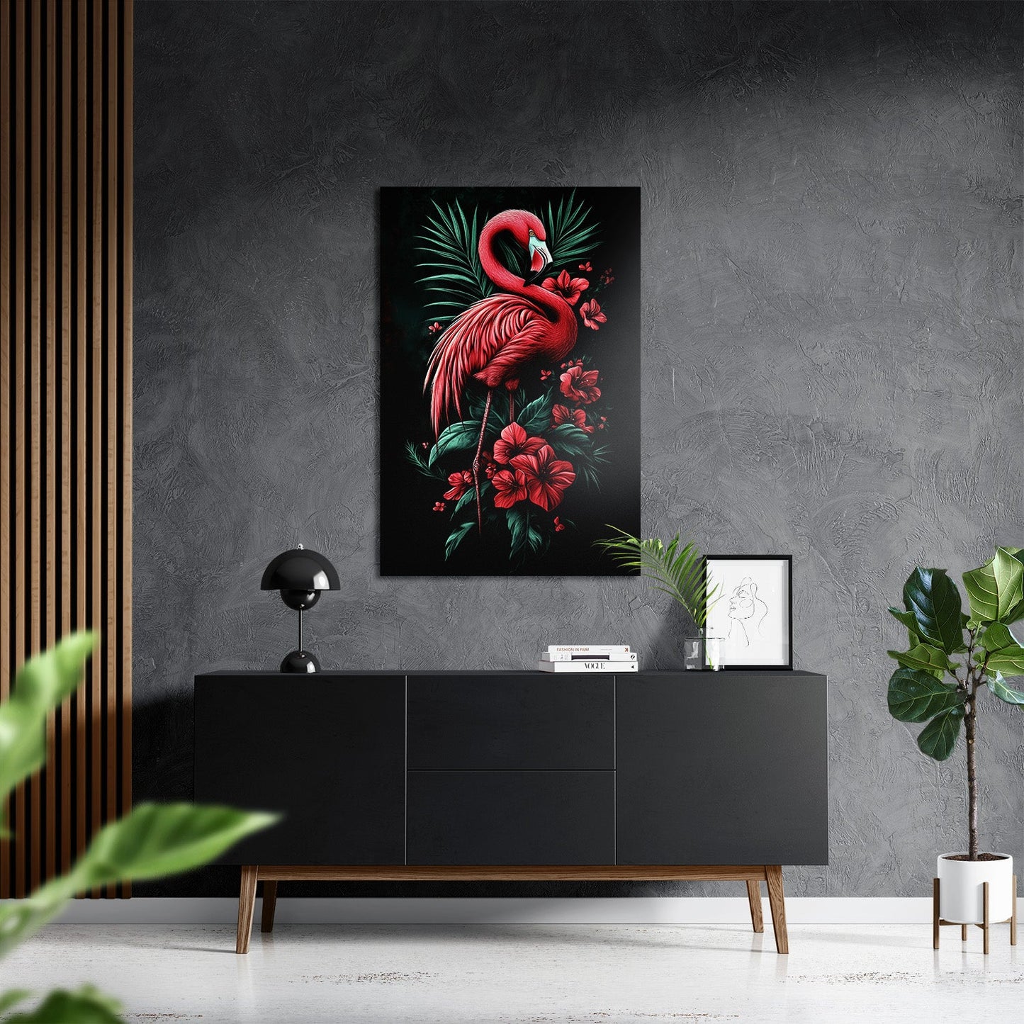 MIDNIGHT FLAMINGO*Dibond*40x60*Dibond*Kunstwerk*Masculina.nl