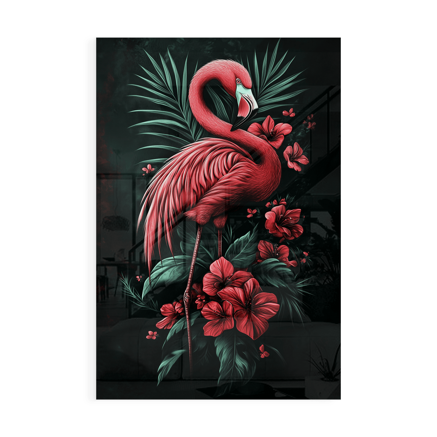 MIDNIGHT FLAMINGO*Plexiglas*40x60*Plexiglas*Kunstwerk*Masculina.nl