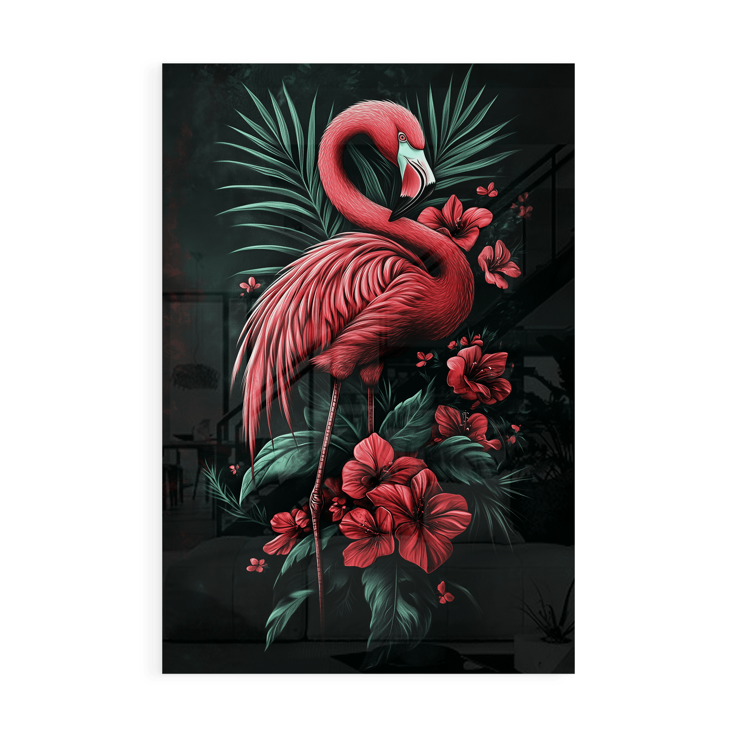 MIDNIGHT FLAMINGO*Plexiglas*40x60*Plexiglas*Kunstwerk*Masculina.nl