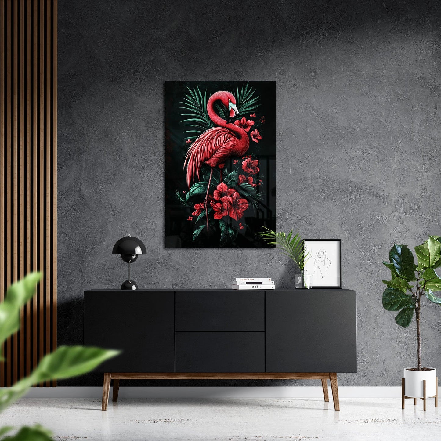MIDNIGHT FLAMINGO*Plexiglas*40x60*Plexiglas*Kunstwerk*Masculina.nl