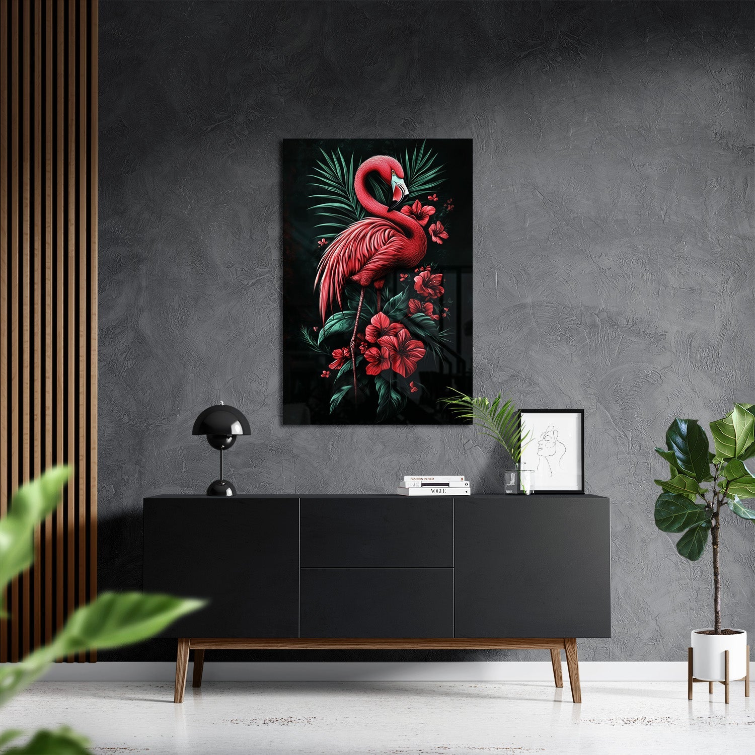 MIDNIGHT FLAMINGO*Plexiglas*40x60*Plexiglas*Kunstwerk*Masculina.nl