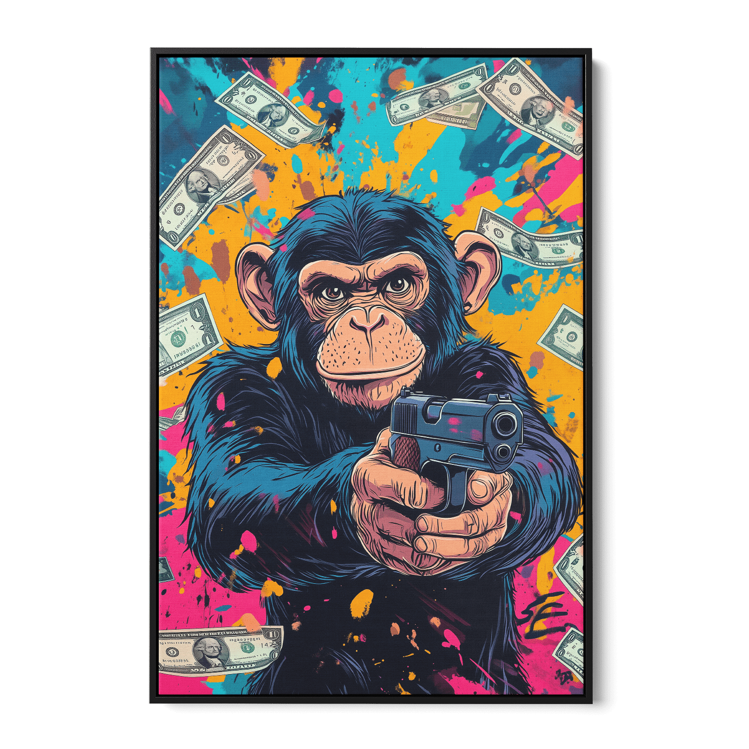 MONEY MONKEY*Canvas*40x60*Baklijst*Kunstwerk*Masculina.nl