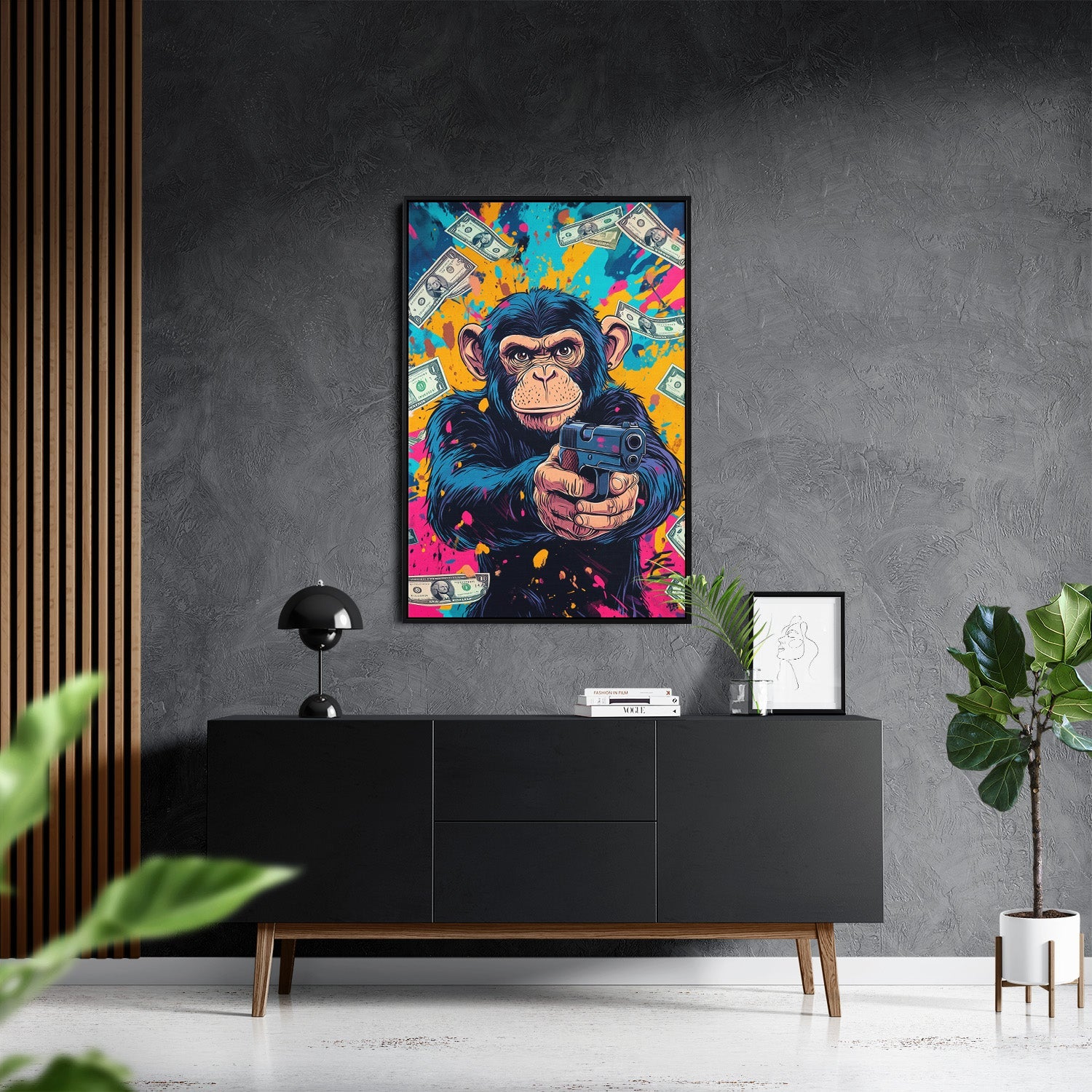 MONEY MONKEY*Canvas*40x60*Baklijst*Kunstwerk*Masculina.nl