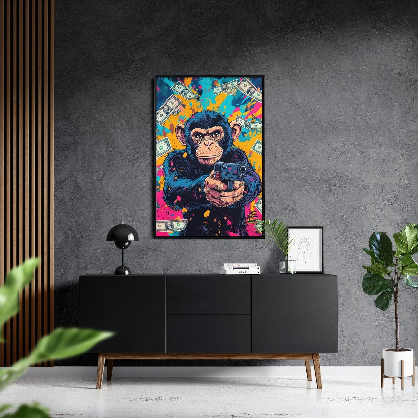 MONEY MONKEY*Canvas*40x60 cm*Baklijst*Kunstwerk*Masculina.nl