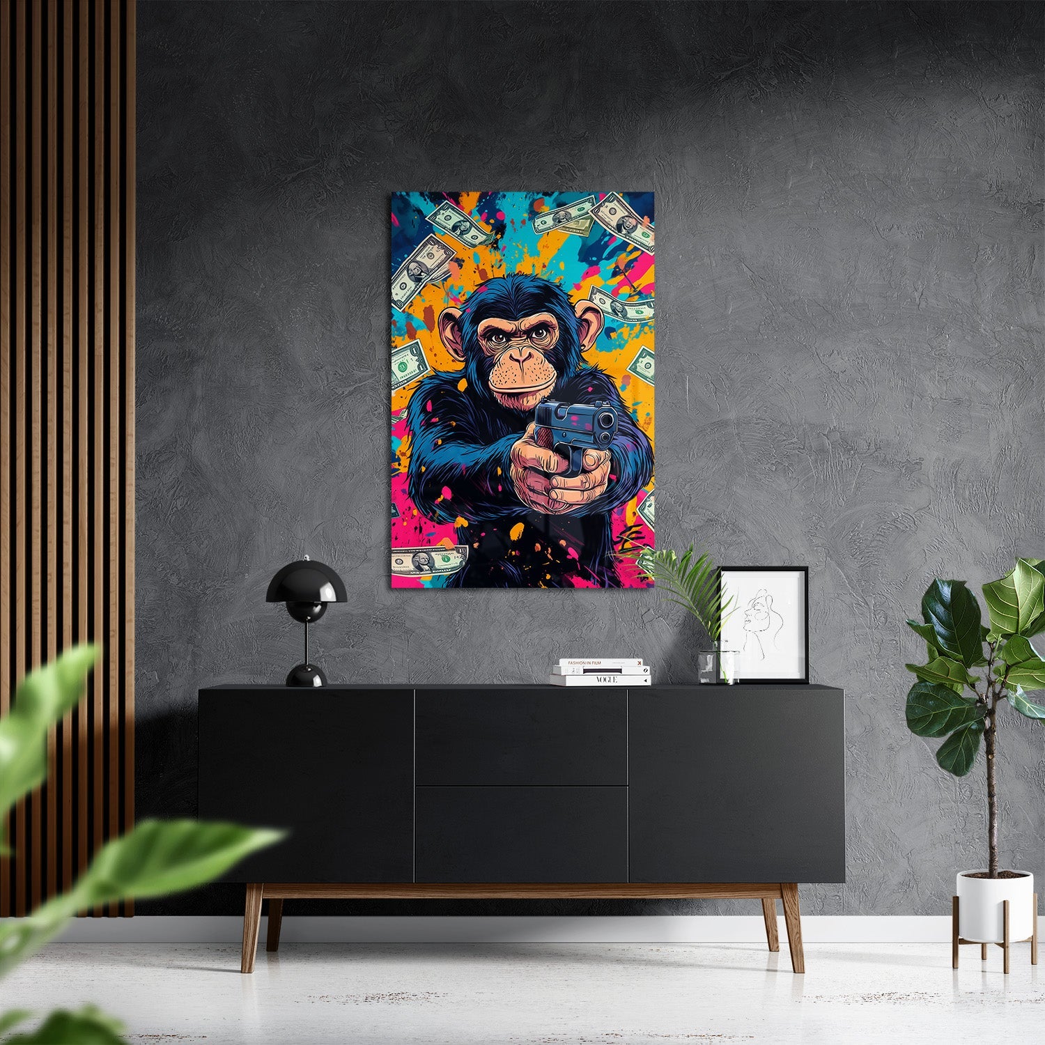 MONEY MONKEY*Plexiglas*40x60*Plexiglas*Kunstwerk*Masculina.nl