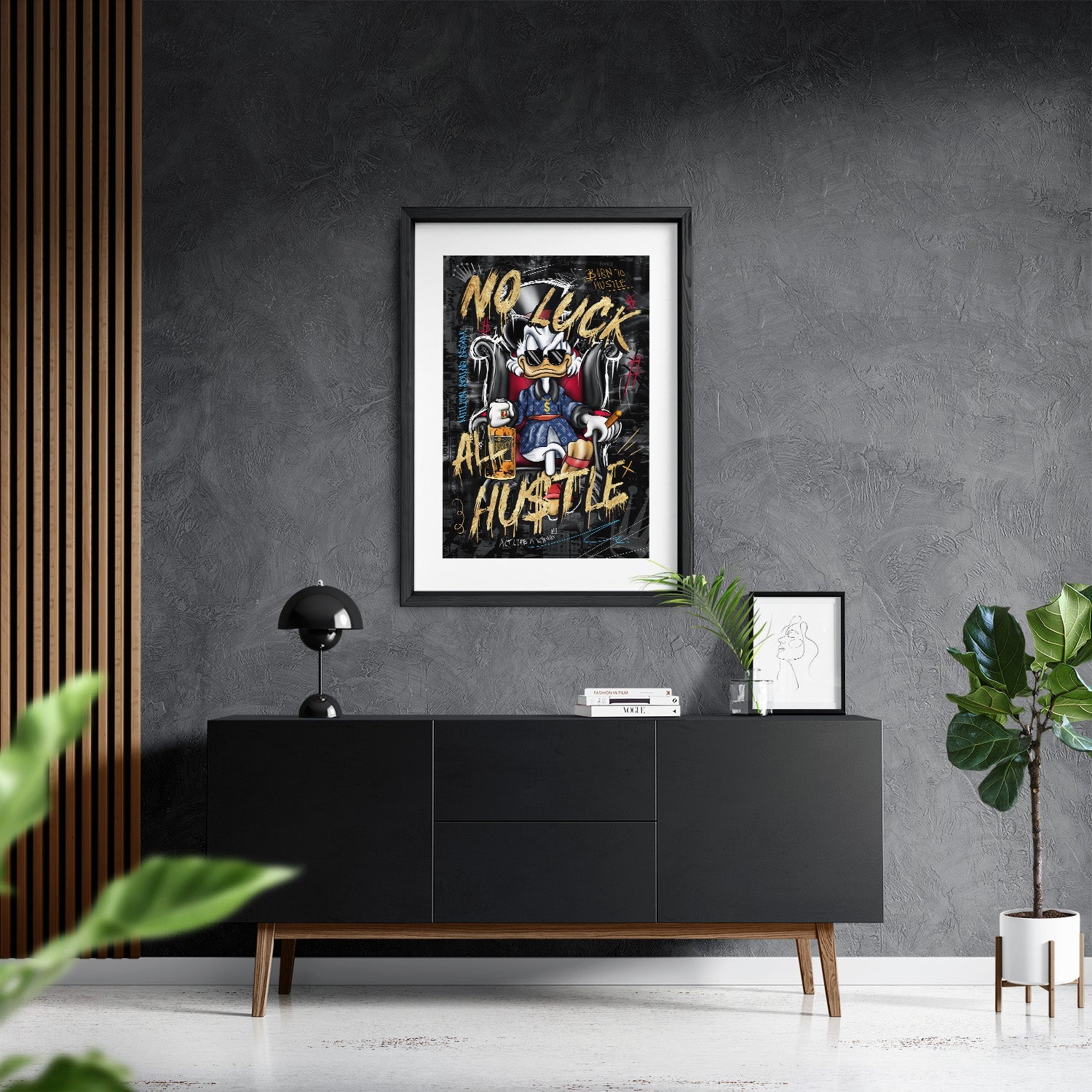NO LUCK ALL HU$TLE*Papier*40x60*Papier*Kunstwerk*Masculina.nl