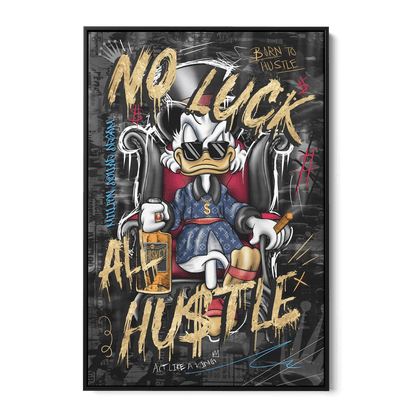 NO LUCK ALL HU$TLE*Canvas*40x60*Baklijst*Kunstwerk*Masculina.nl