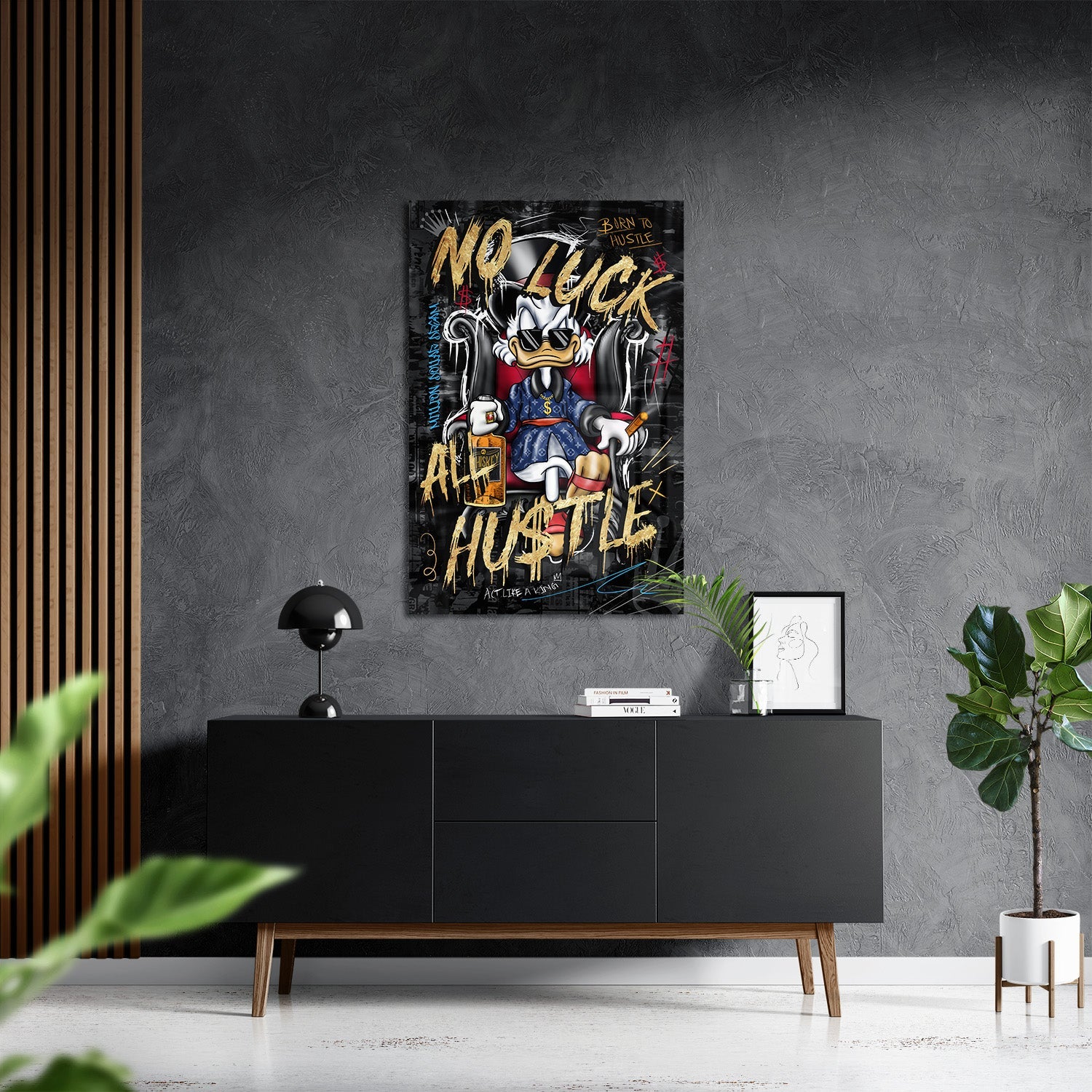 NO LUCK ALL HU$TLE*Plexiglas*40x60*Plexiglas*Kunstwerk*Masculina.nl