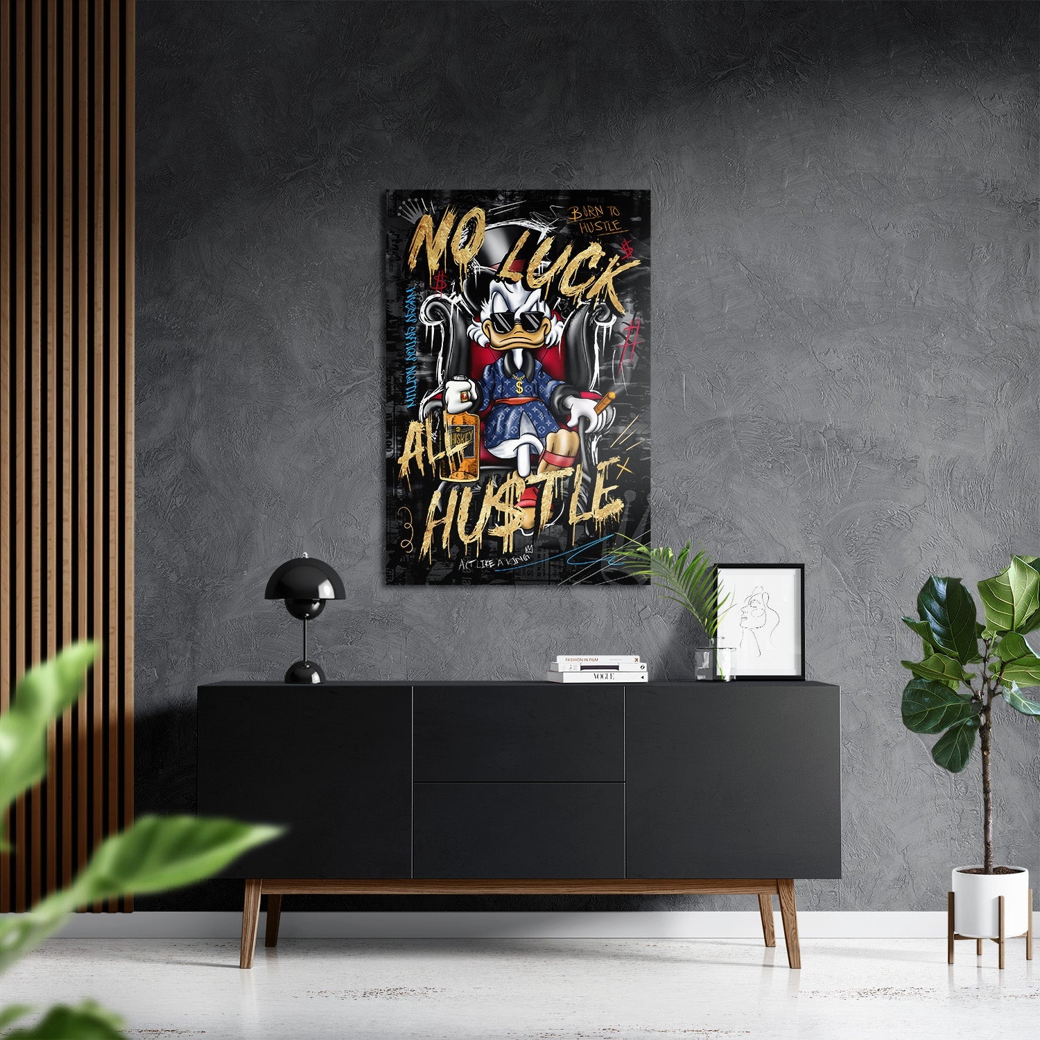 NO LUCK ALL HU$TLE*Dibond*40x60*Dibond*Kunstwerk*Masculina.nl