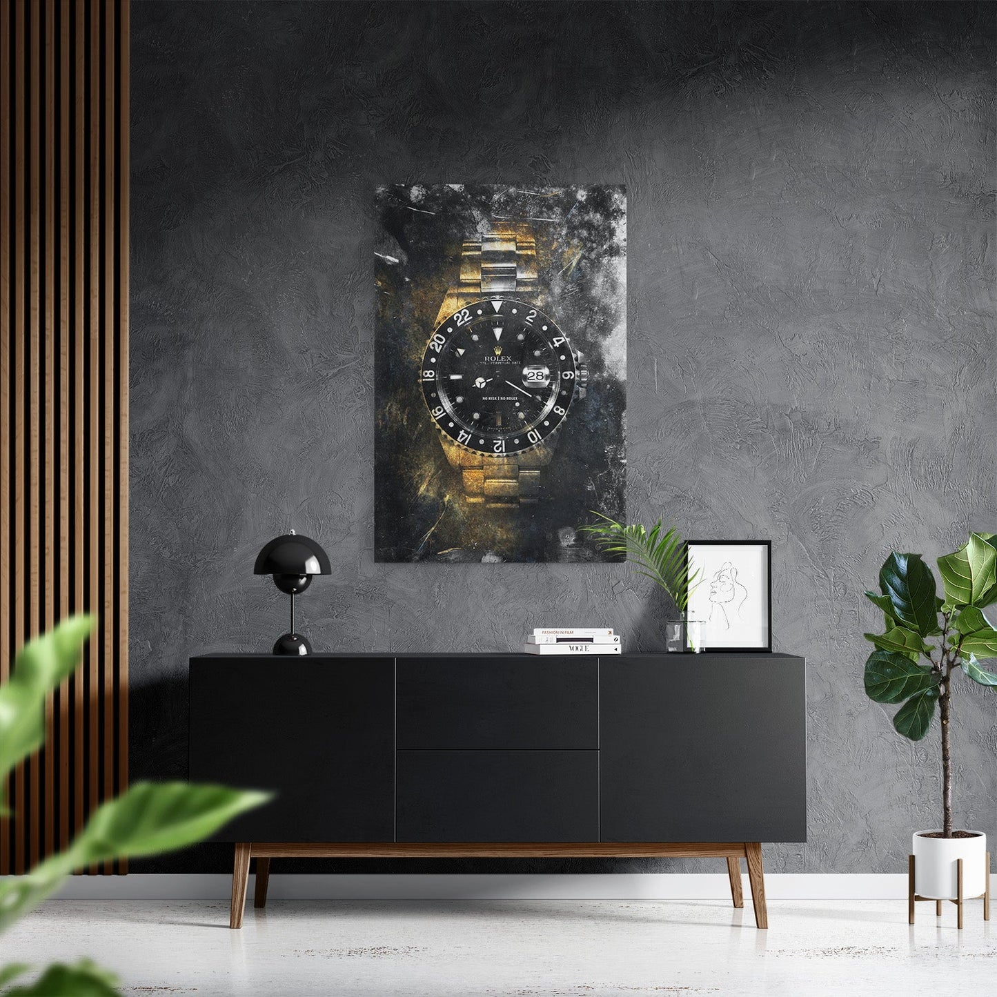 NO RISK NO ROLEX - GOLD*Canvas*40x60 cm*Canvas*Kunstwerk*Masculina.nl