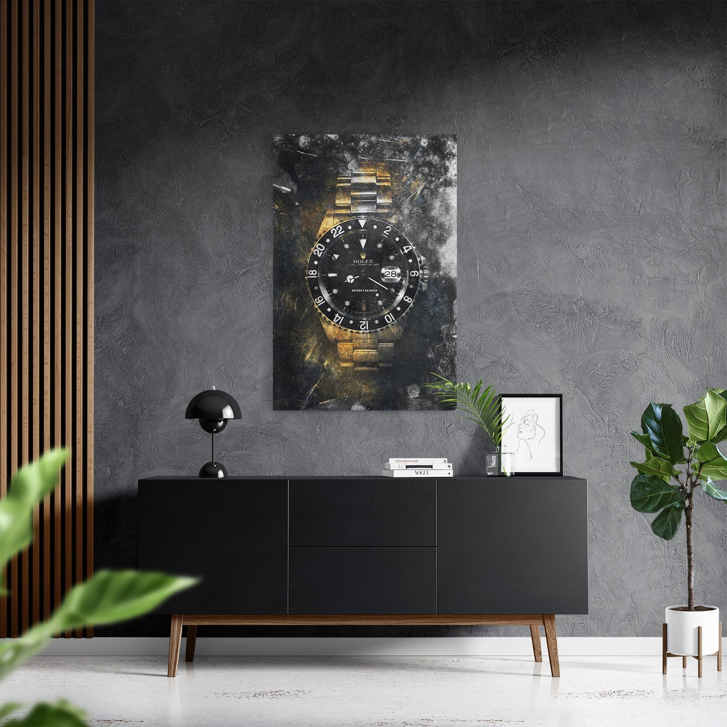 NO RISK NO ROLEX - GOLD*Canvas*40x60 cm*Canvas*Kunstwerk*Masculina.nl