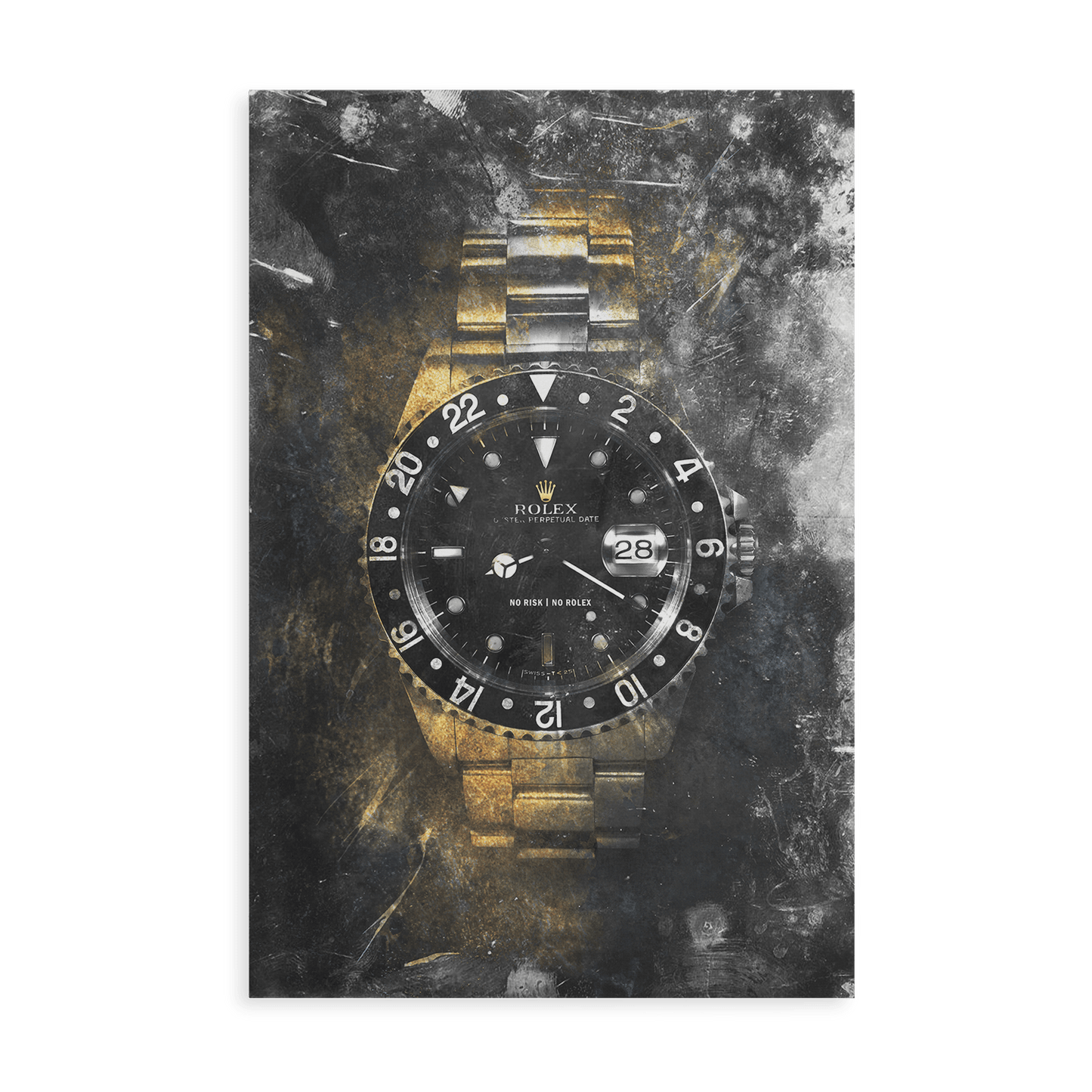 NO RISK NO ROLEX - GOLD*Canvas*40x60 cm*Canvas*Kunstwerk*Masculina.nl