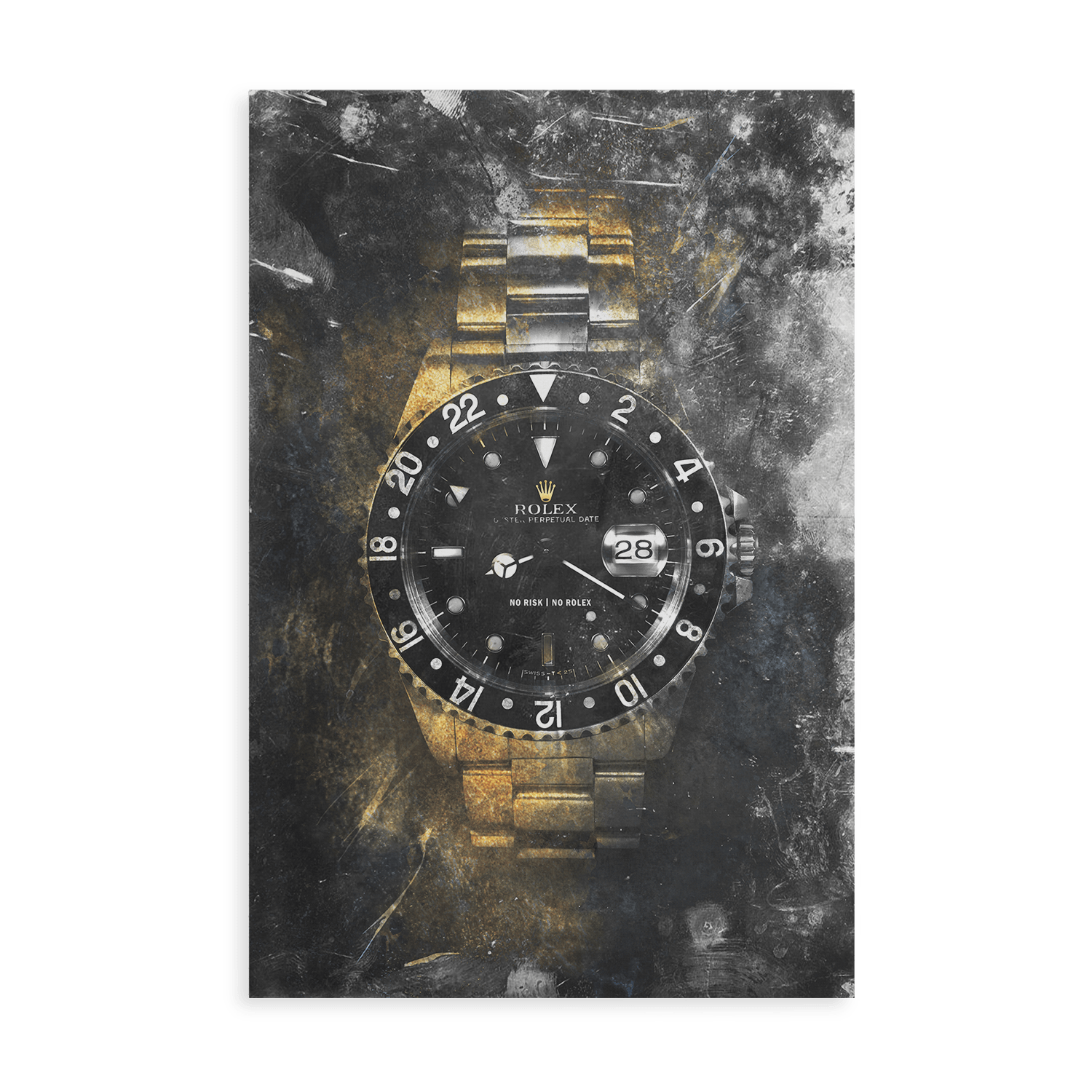 NO RISK NO ROLEX - GOLD*Canvas*40x60 cm*Canvas*Kunstwerk*Masculina.nl