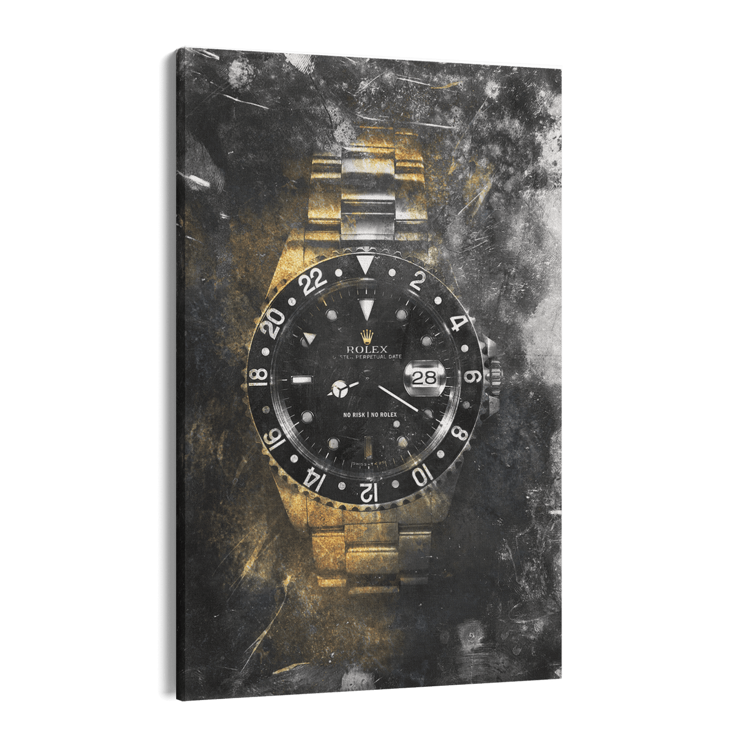 NO RISK NO ROLEX - GOLD*Canvas*40x60 cm*Canvas*Kunstwerk*Masculina.nl