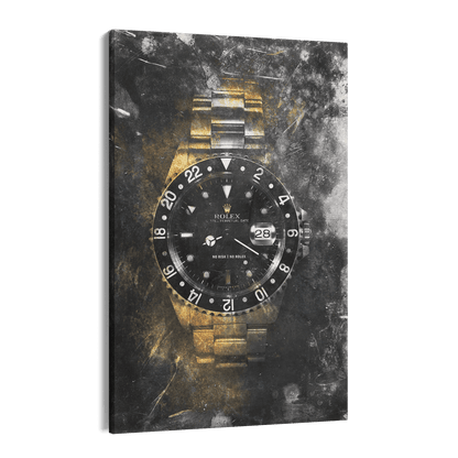 NO RISK NO ROLEX - GOLD*Canvas*40x60 cm*Canvas*Kunstwerk*Masculina.nl
