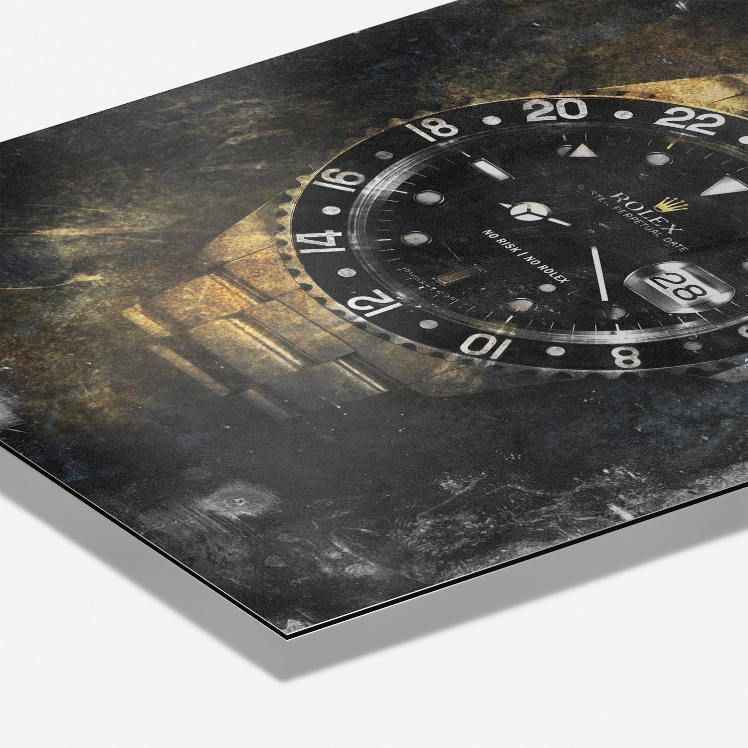 NO RISK NO ROLEX - GOLD*Dibond*40x60 cm*Dibond*Kunstwerk*Masculina.nl