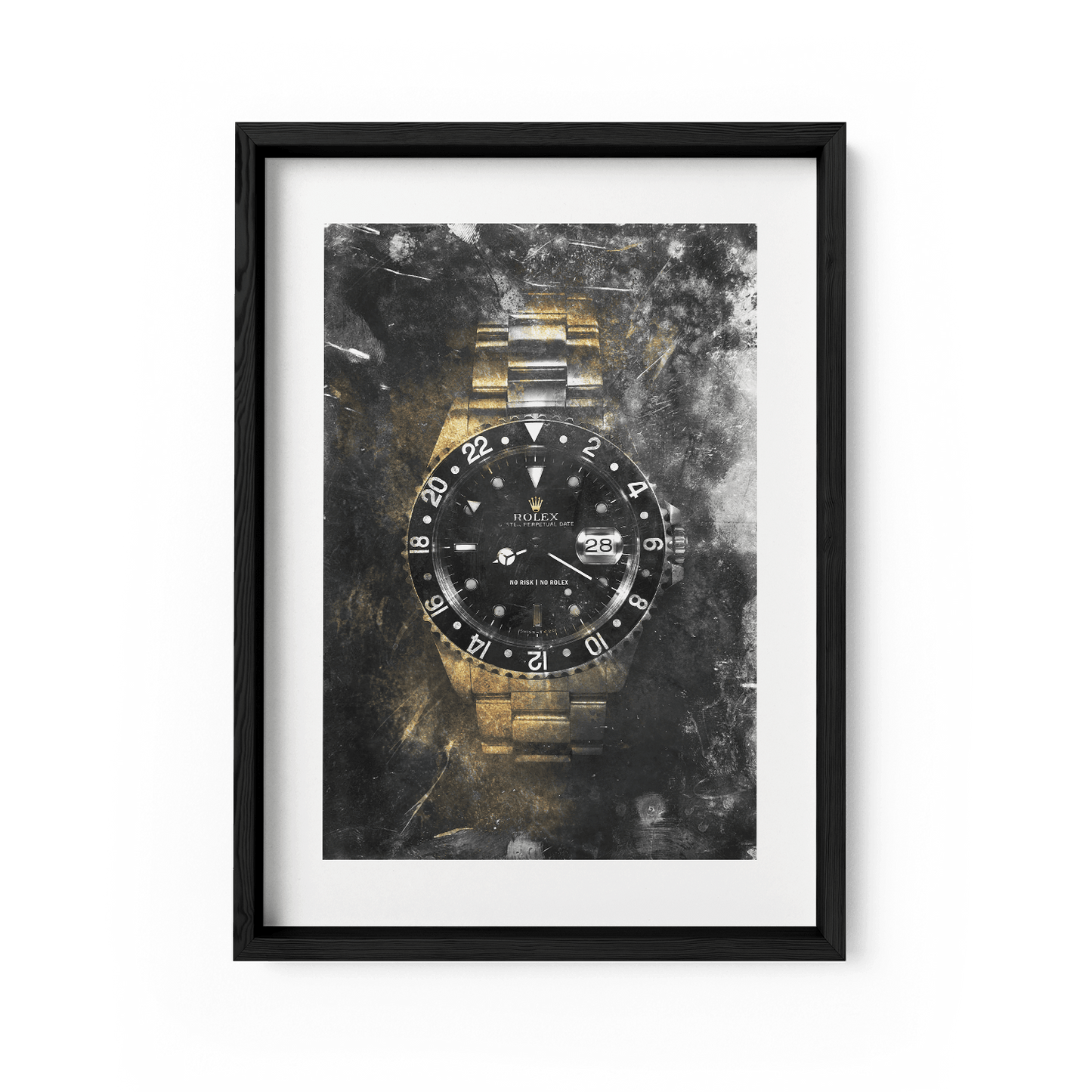 NO RISK NO ROLEX - GOLD*Papier*40x60 cm*Papier*Kunstwerk*Masculina.nl