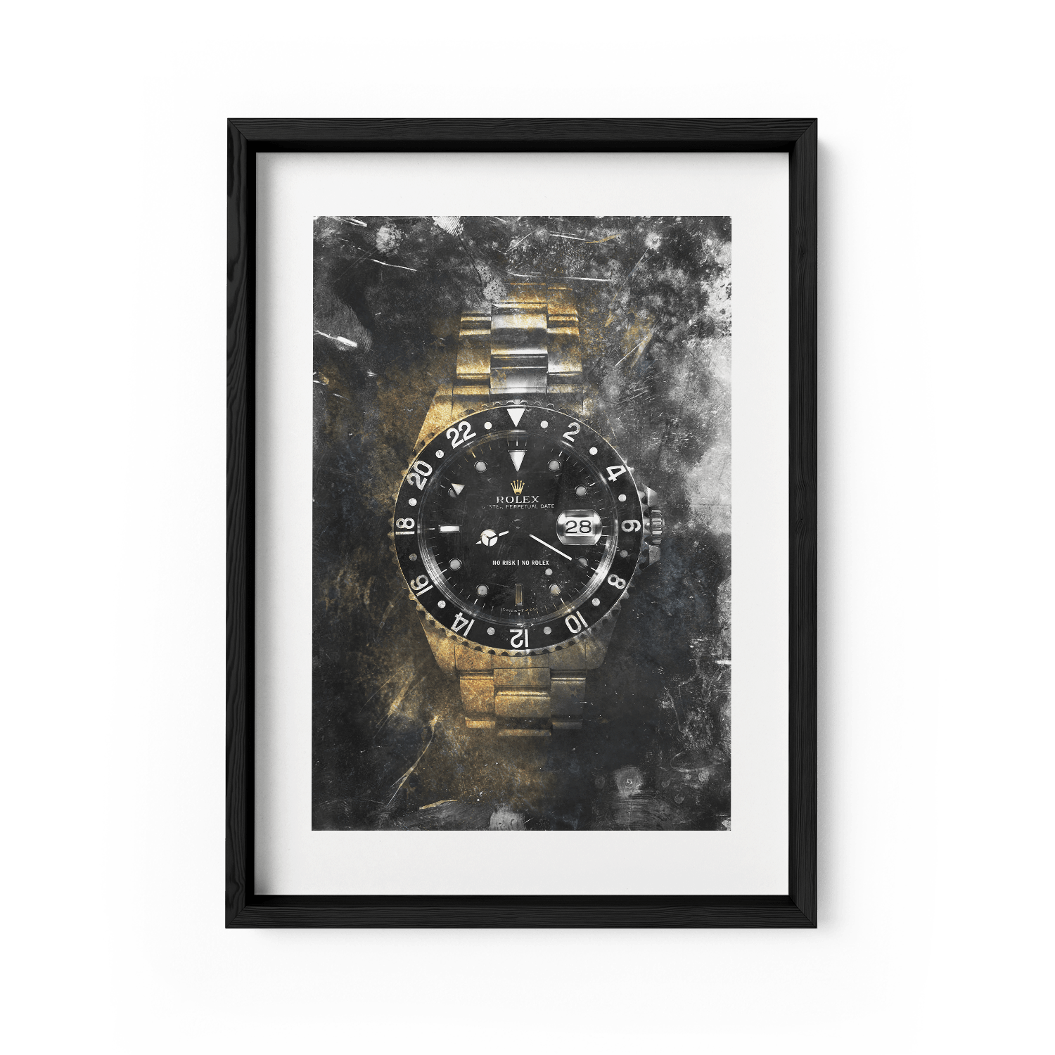 NO RISK NO ROLEX - GOLD*Papier*40x60 cm*Papier*Kunstwerk*Masculina.nl