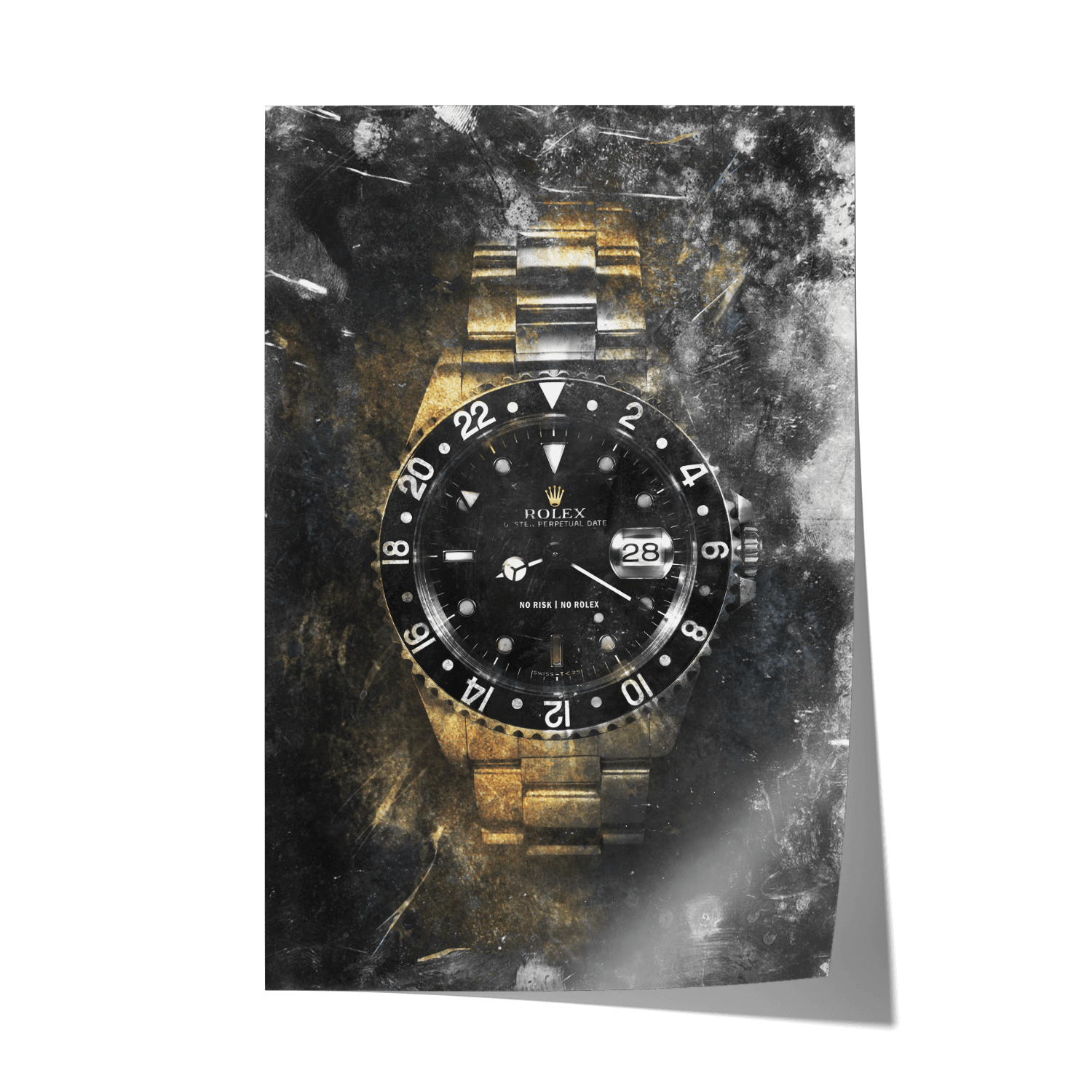 NO RISK NO ROLEX - GOLD*Papier*40x60 cm*Papier*Kunstwerk*Masculina.nl