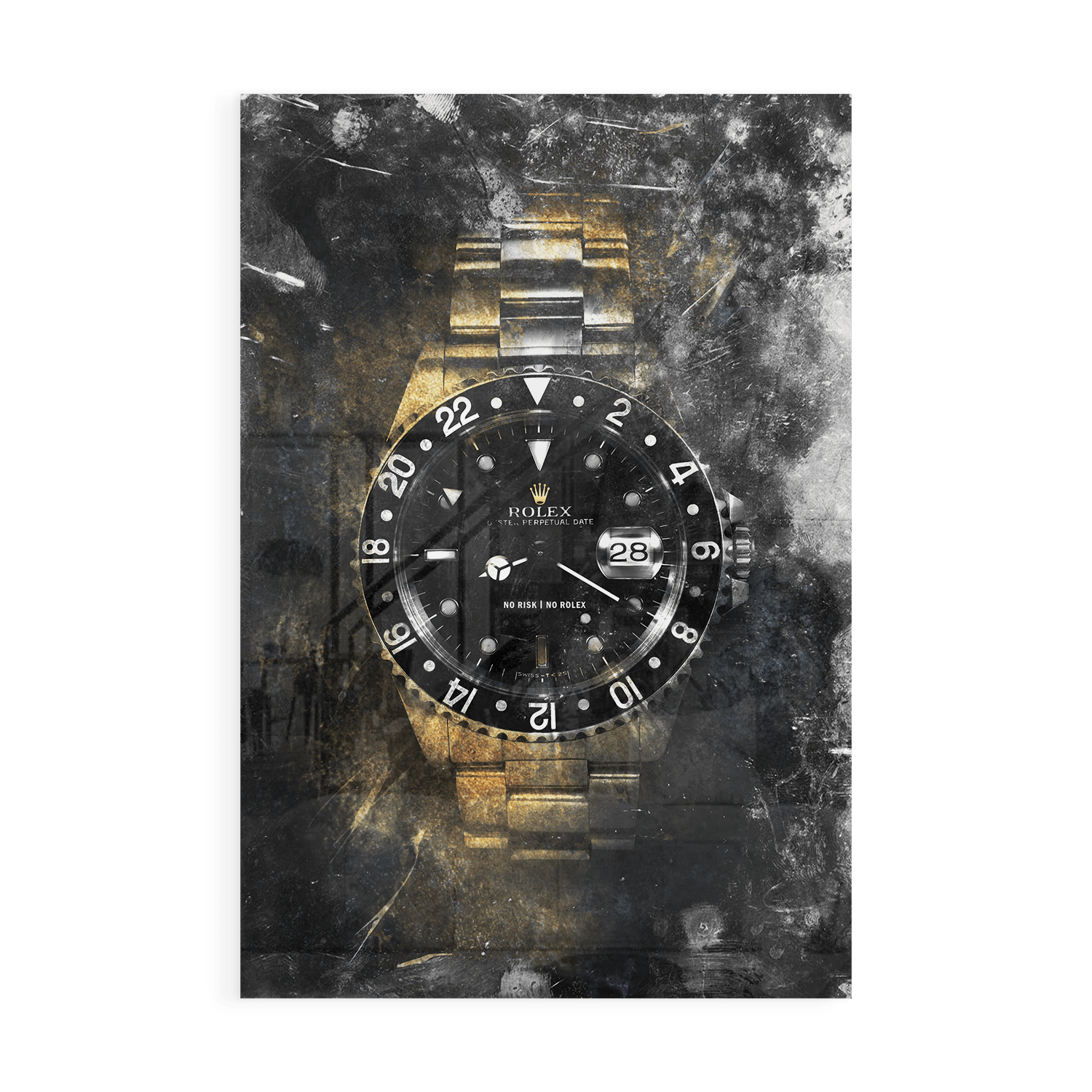 NO RISK NO ROLEX - GOLD*Plexiglas*40x60 cm*Plexiglas*Kunstwerk*Masculina.nl