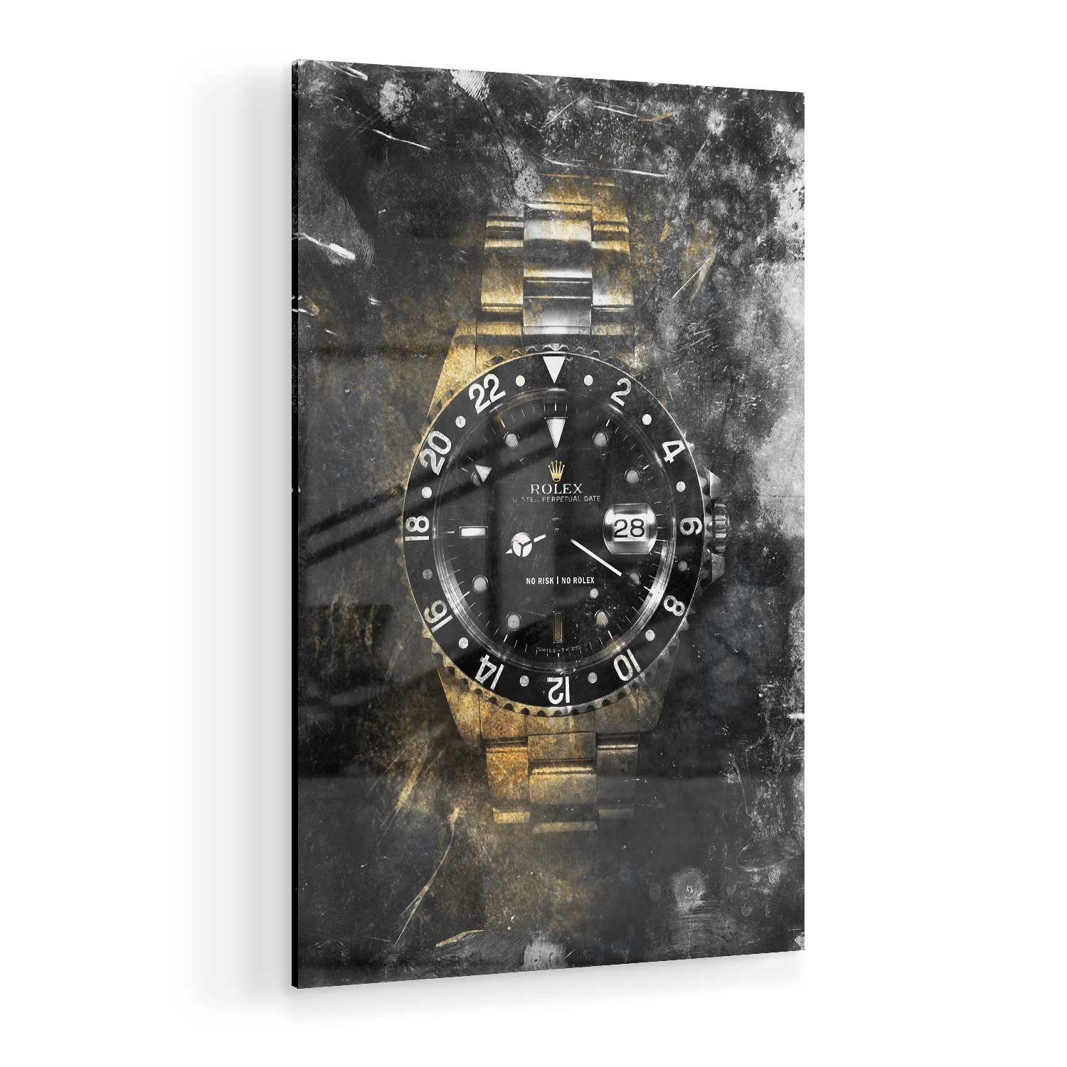 NO RISK NO ROLEX - GOLD*Plexiglas*40x60 cm*Plexiglas*Kunstwerk*Masculina.nl