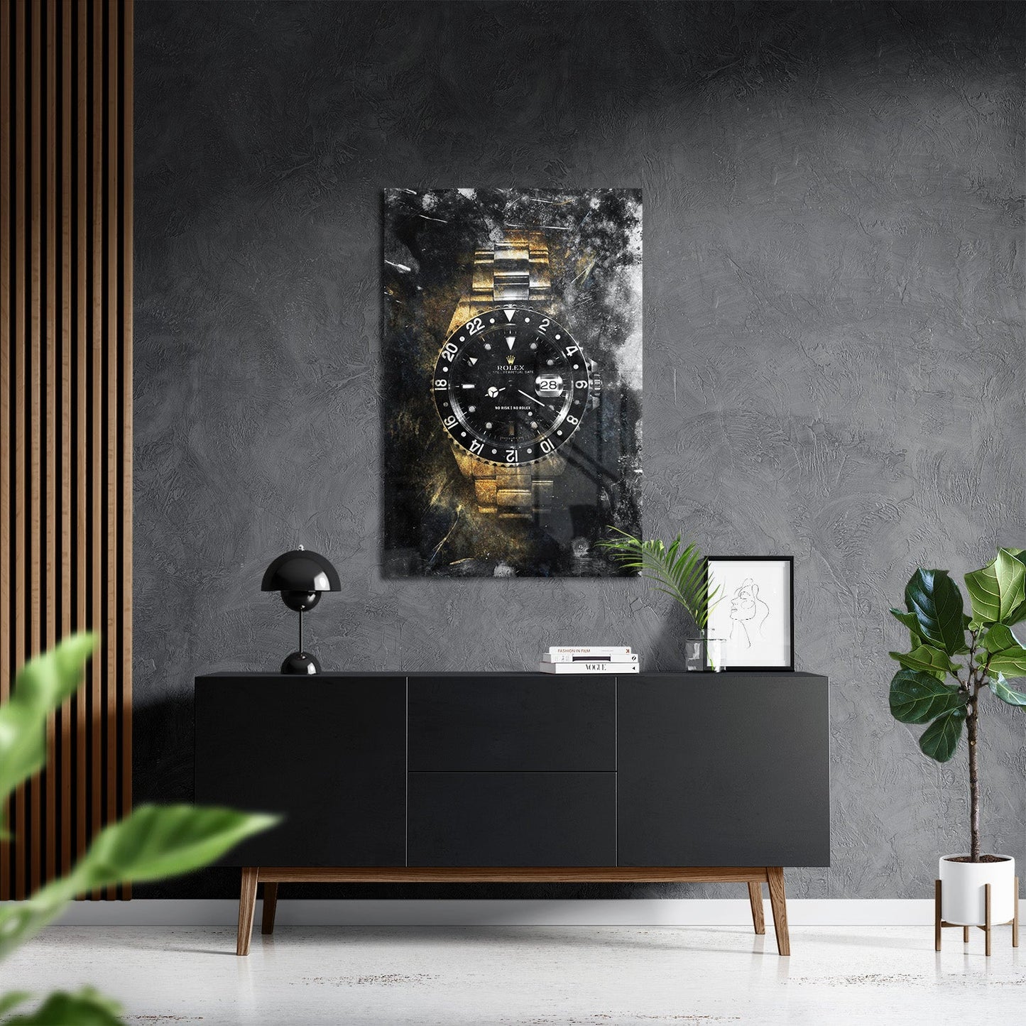 NO RISK NO ROLEX - GOLD*Plexiglas*40x60 cm*Plexiglas*Kunstwerk*Masculina.nl