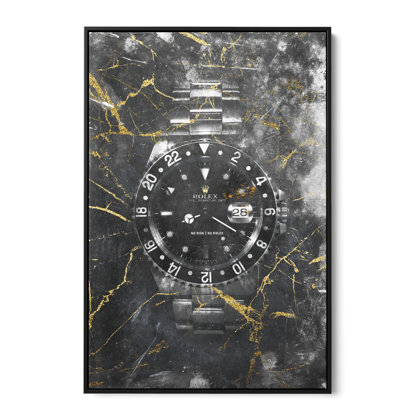 NO RISK NO ROLEX - MARBLE*Canvas*40x60 cm*Baklijst*Kunstwerk*Masculina.nl