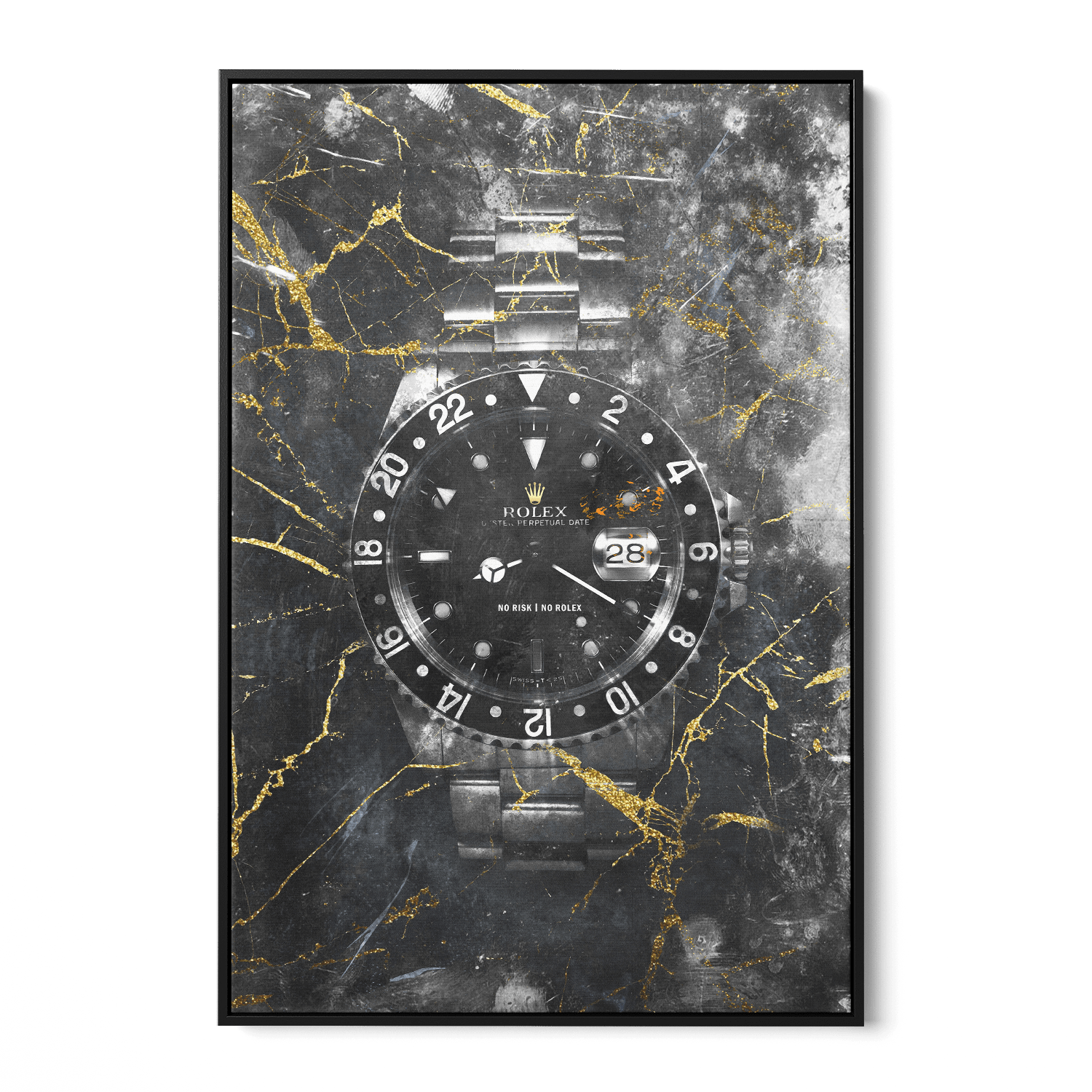 NO RISK NO ROLEX - MARBLE*Canvas*40x60 cm*Baklijst*Kunstwerk*Masculina.nl