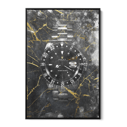 NO RISK NO ROLEX - MARBLE*Canvas*40x60 cm*Baklijst*Kunstwerk*Masculina.nl
