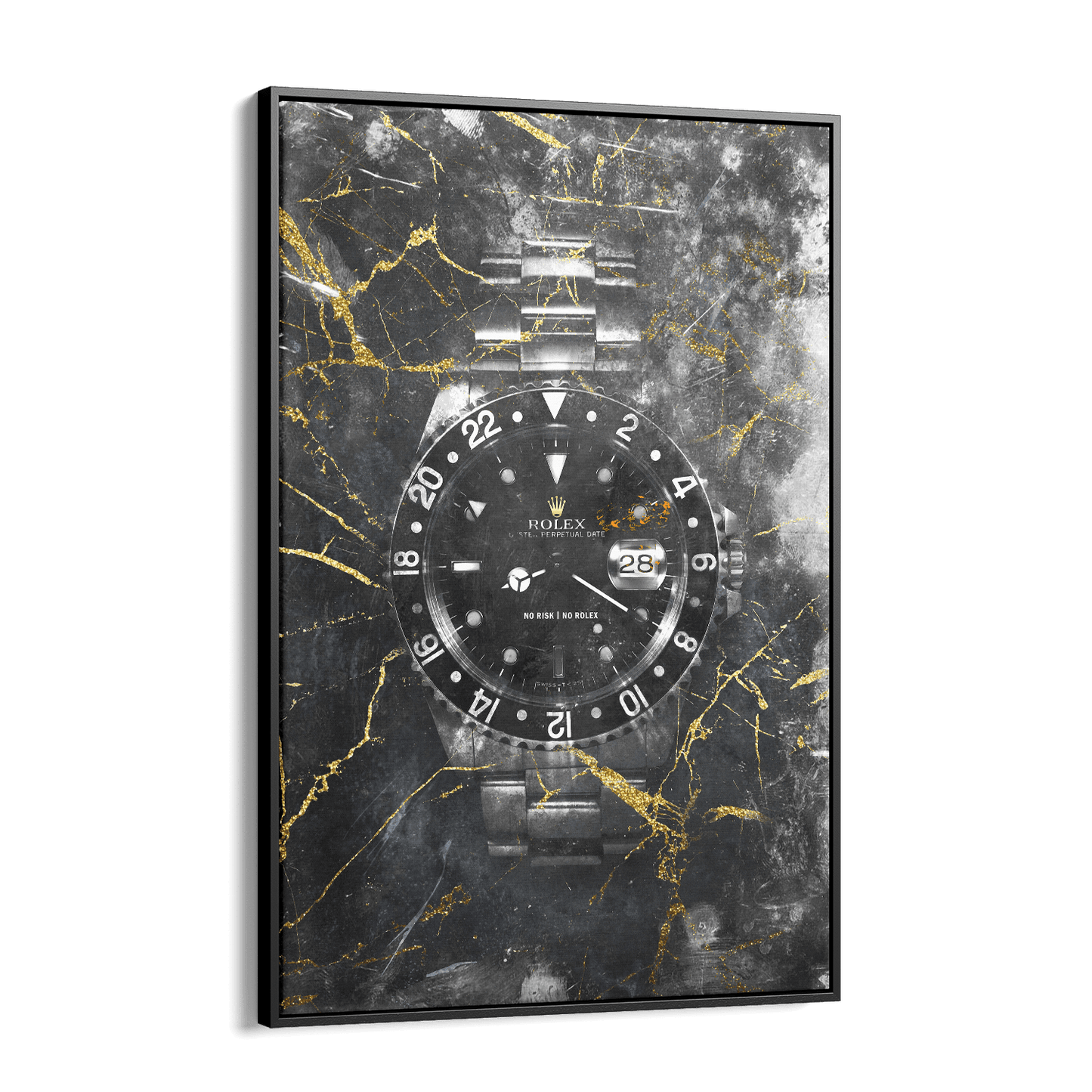 NO RISK NO ROLEX - MARBLE*Canvas*40x60 cm*Baklijst*Kunstwerk*Masculina.nl