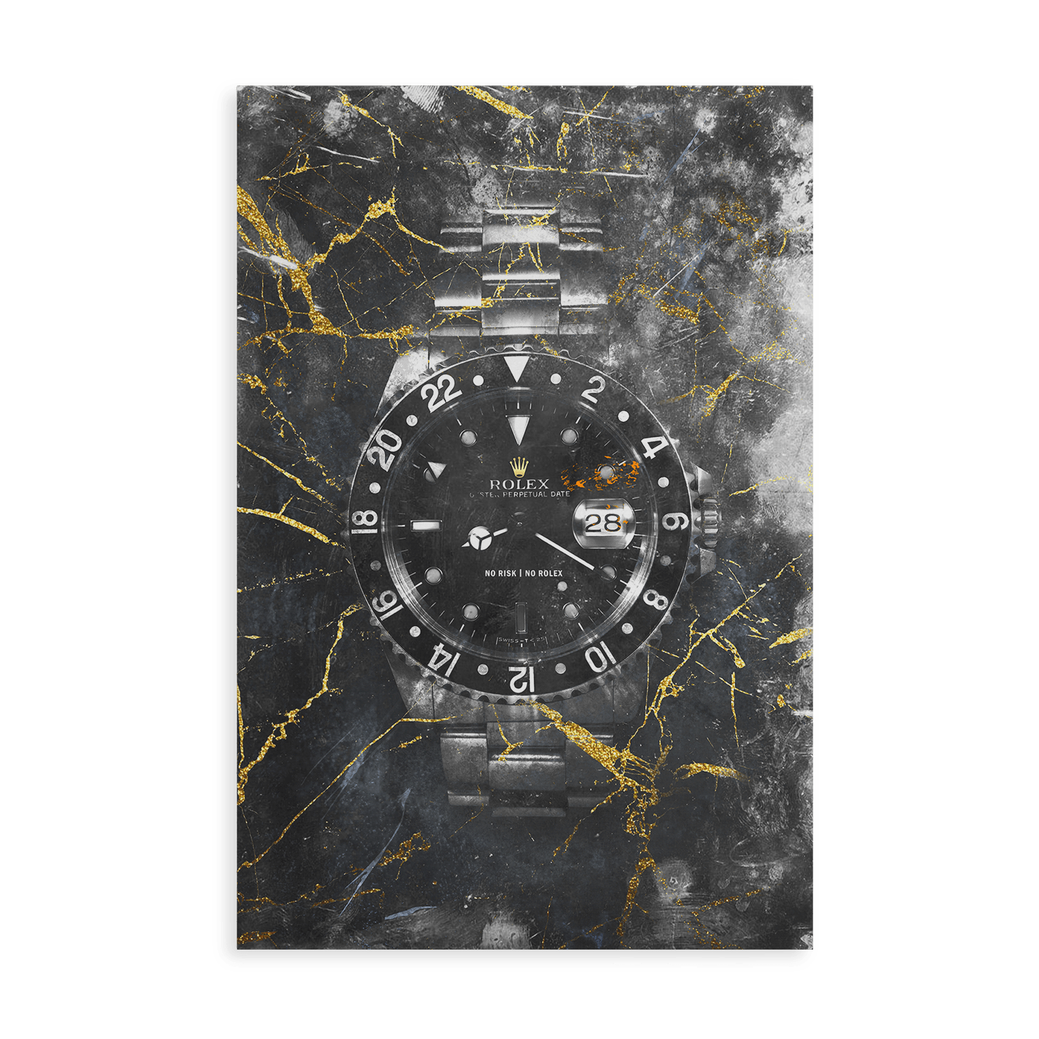 NO RISK NO ROLEX - MARBLE*Canvas*40x60 cm*Canvas*Kunstwerk*Masculina.nl