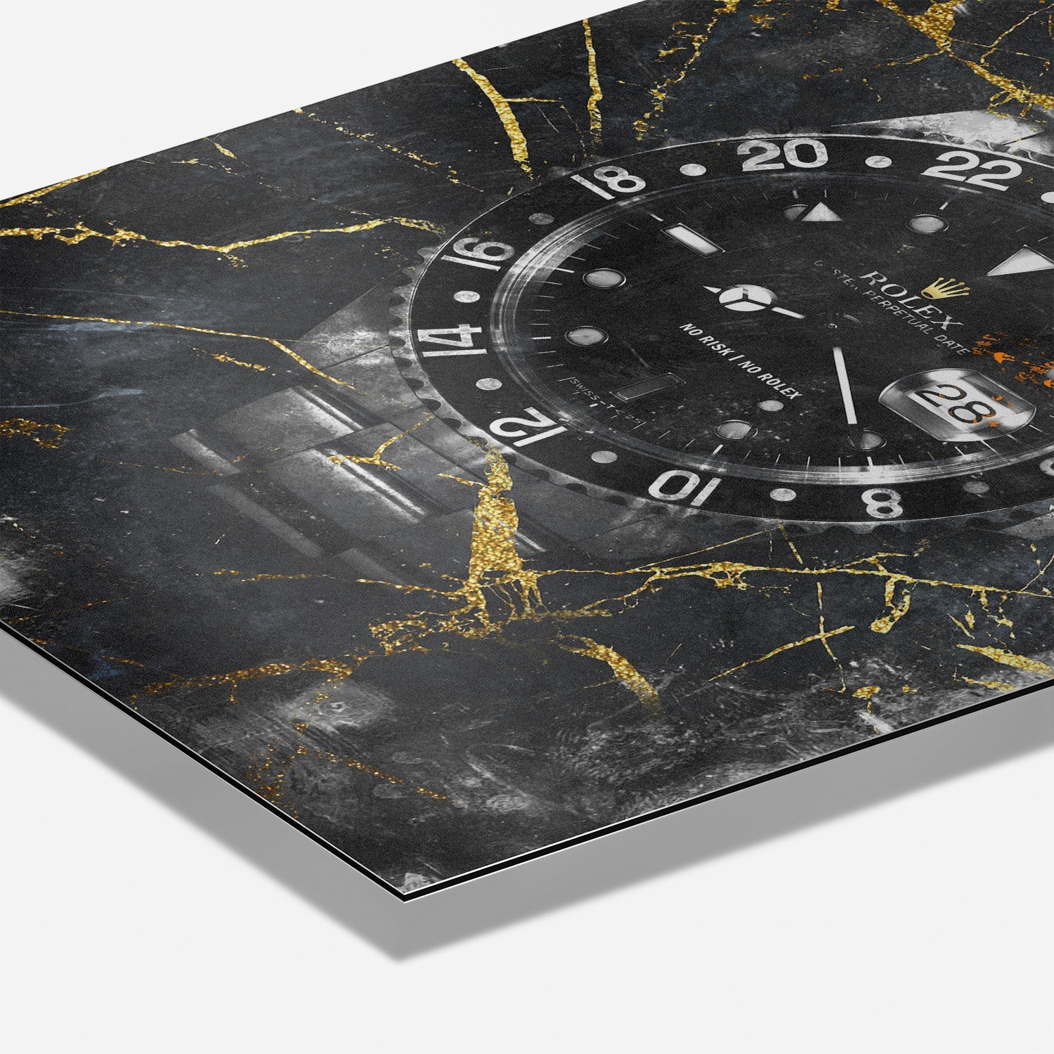 NO RISK NO ROLEX - MARBLE*Dibond*40x60 cm*Dibond*Kunstwerk*Masculina.nl