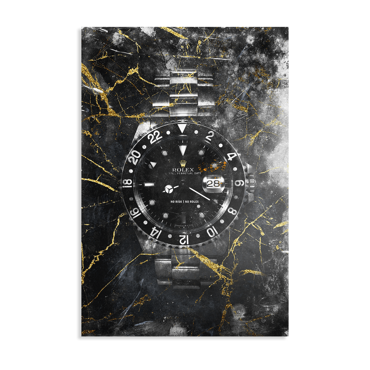 NO RISK NO ROLEX - MARBLE*Dibond*40x60 cm*Dibond*Kunstwerk*Masculina.nl