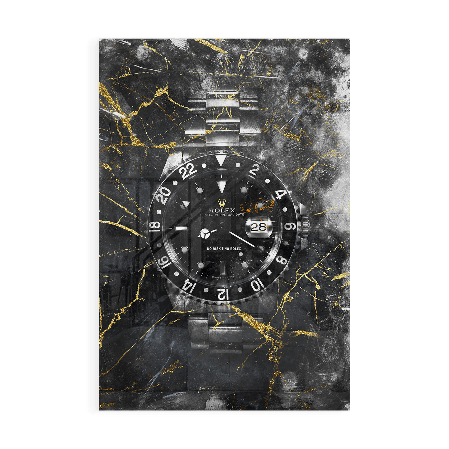 NO RISK NO ROLEX - MARBLE*Plexiglas*40x60 cm*Plexiglas*Kunstwerk*Masculina.nl