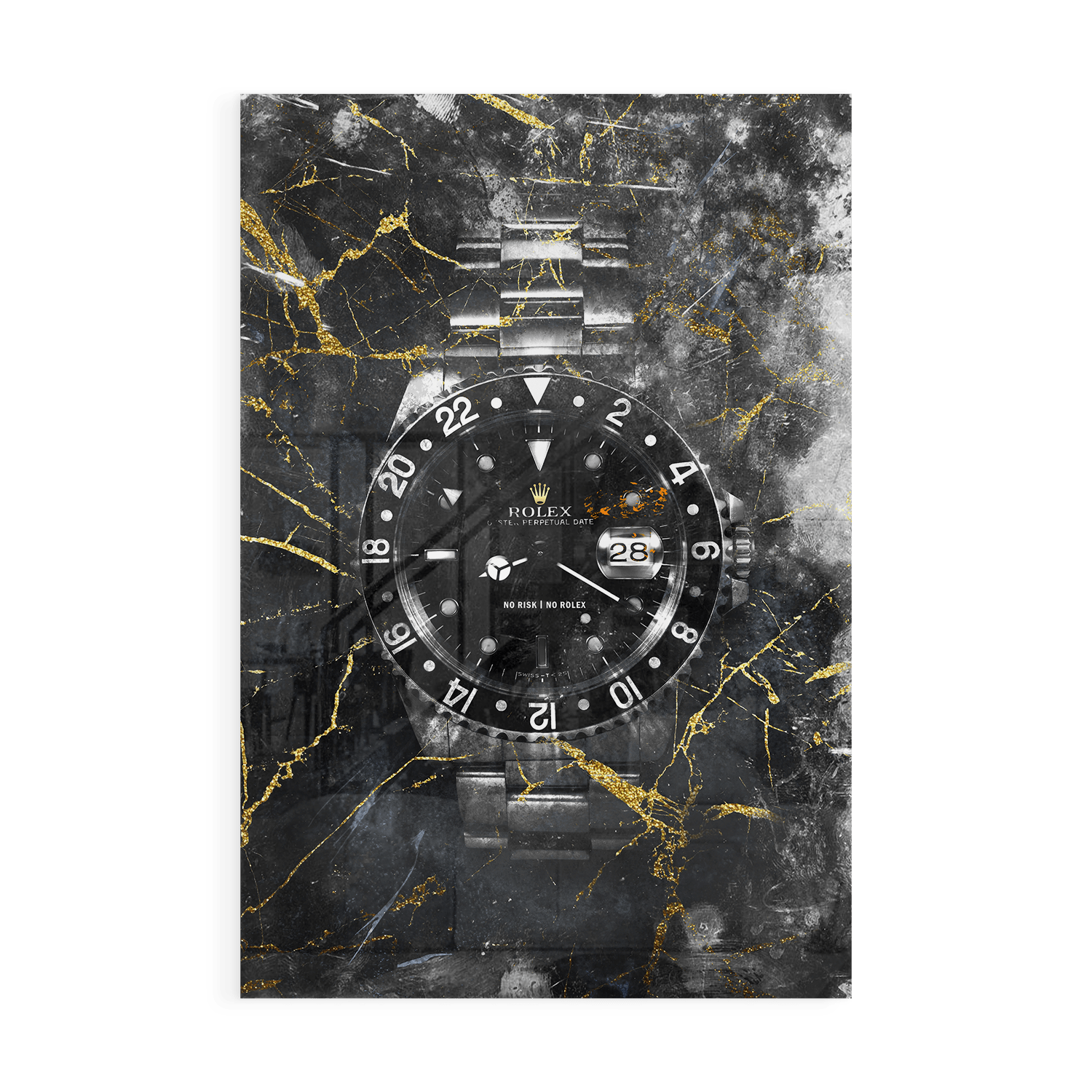 NO RISK NO ROLEX - MARBLE*Plexiglas*40x60 cm*Plexiglas*Kunstwerk*Masculina.nl