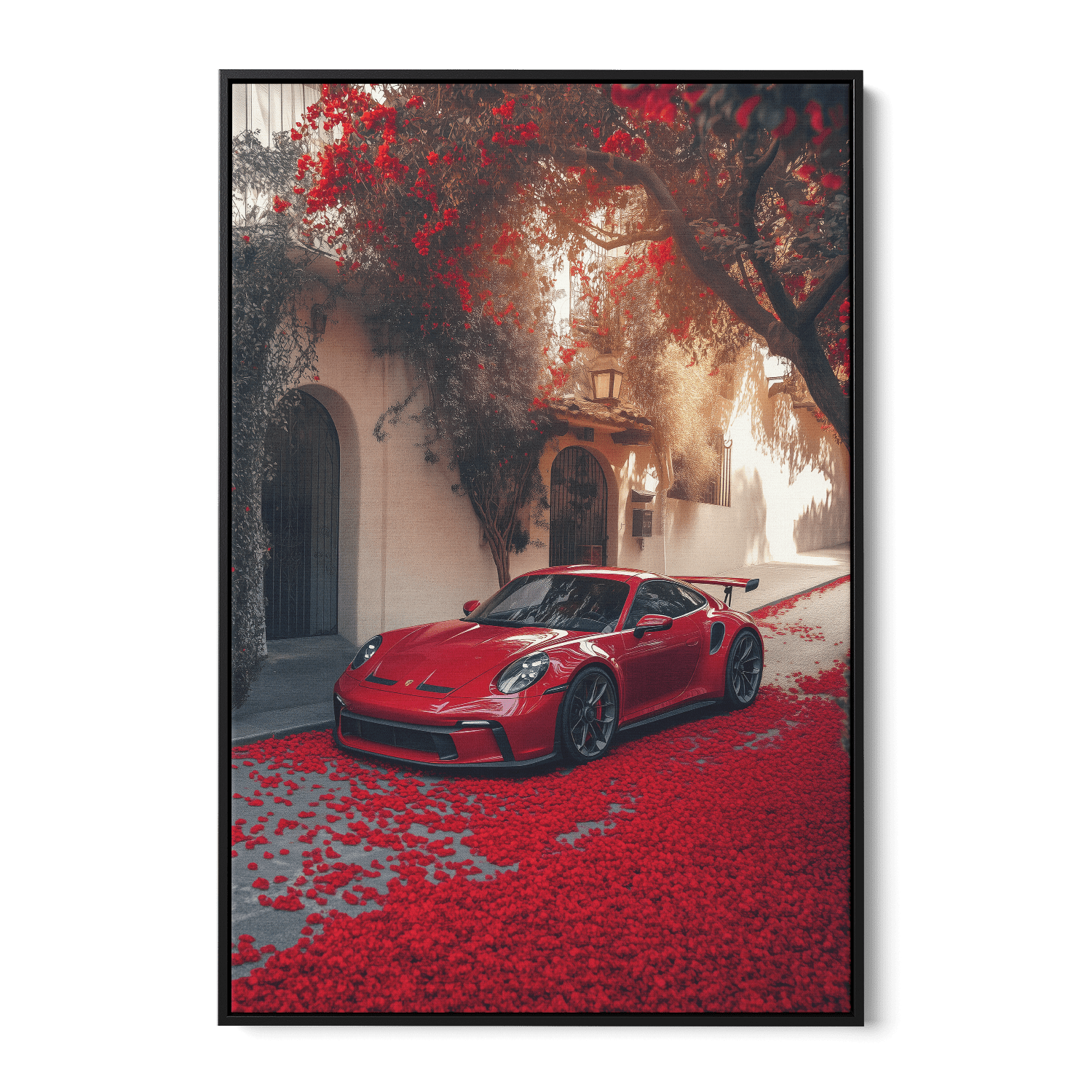 PORSCHE 992 GT3 RS x RED LEAVES*Canvas*40x60*Baklijst*Kunstwerk*Masculina.nl