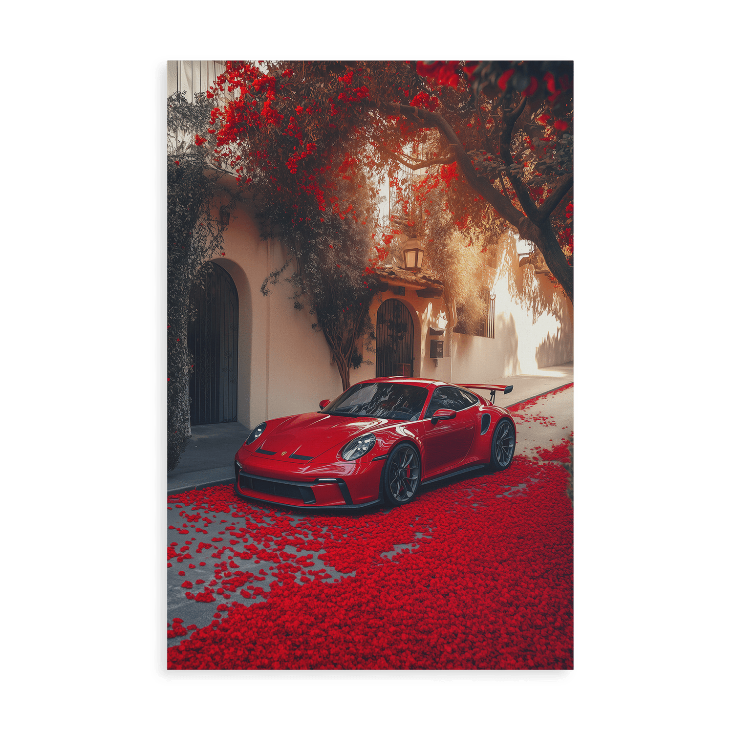 PORSCHE 992 GT3 RS x RED LEAVES*Canvas*40x60*Canvas*Kunstwerk*Masculina.nl