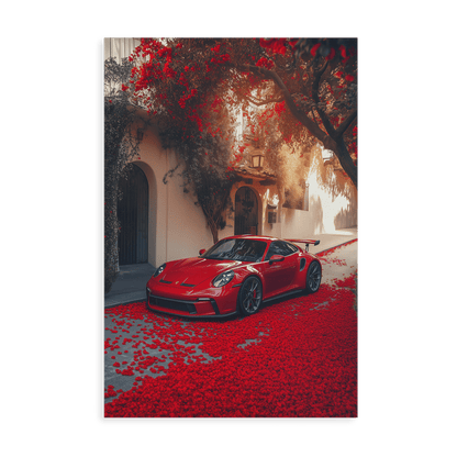 PORSCHE 992 GT3 RS x RED LEAVES*Canvas*40x60*Canvas*Kunstwerk*Masculina.nl