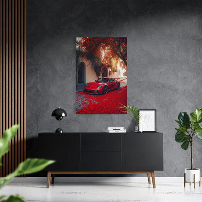 PORSCHE 992 GT3 RS x RED LEAVES*Canvas*40x60*Canvas*Kunstwerk*Masculina.nl