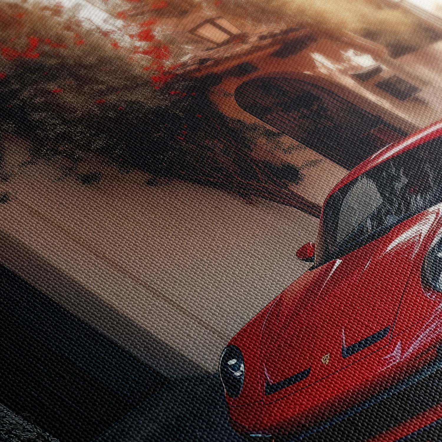 PORSCHE 992 GT3 RS x RED LEAVES*Canvas*40x60*Canvas*Kunstwerk*Masculina.nl