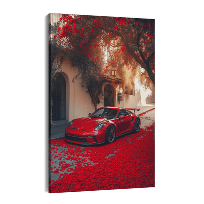 PORSCHE 992 GT3 RS x RED LEAVES*Canvas*40x60*Canvas*Kunstwerk*Masculina.nl