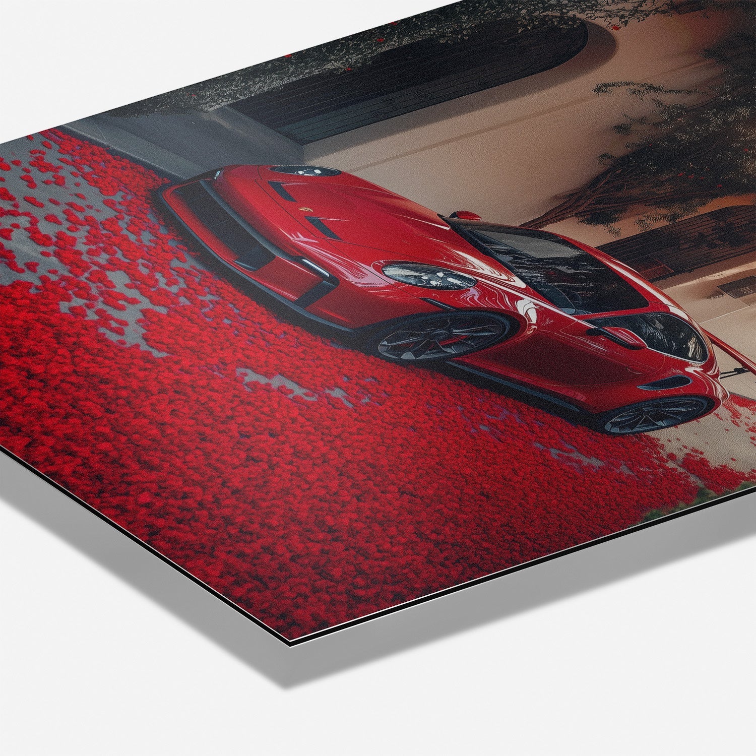 PORSCHE 992 GT3 RS x RED LEAVES*Dibond*40x60*Dibond*Kunstwerk*Masculina.nl
