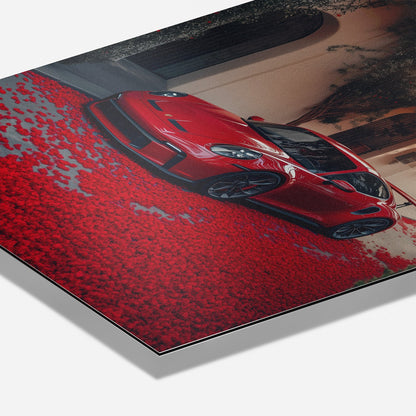 PORSCHE 992 GT3 RS x RED LEAVES*Dibond*40x60*Dibond*Kunstwerk*Masculina.nl