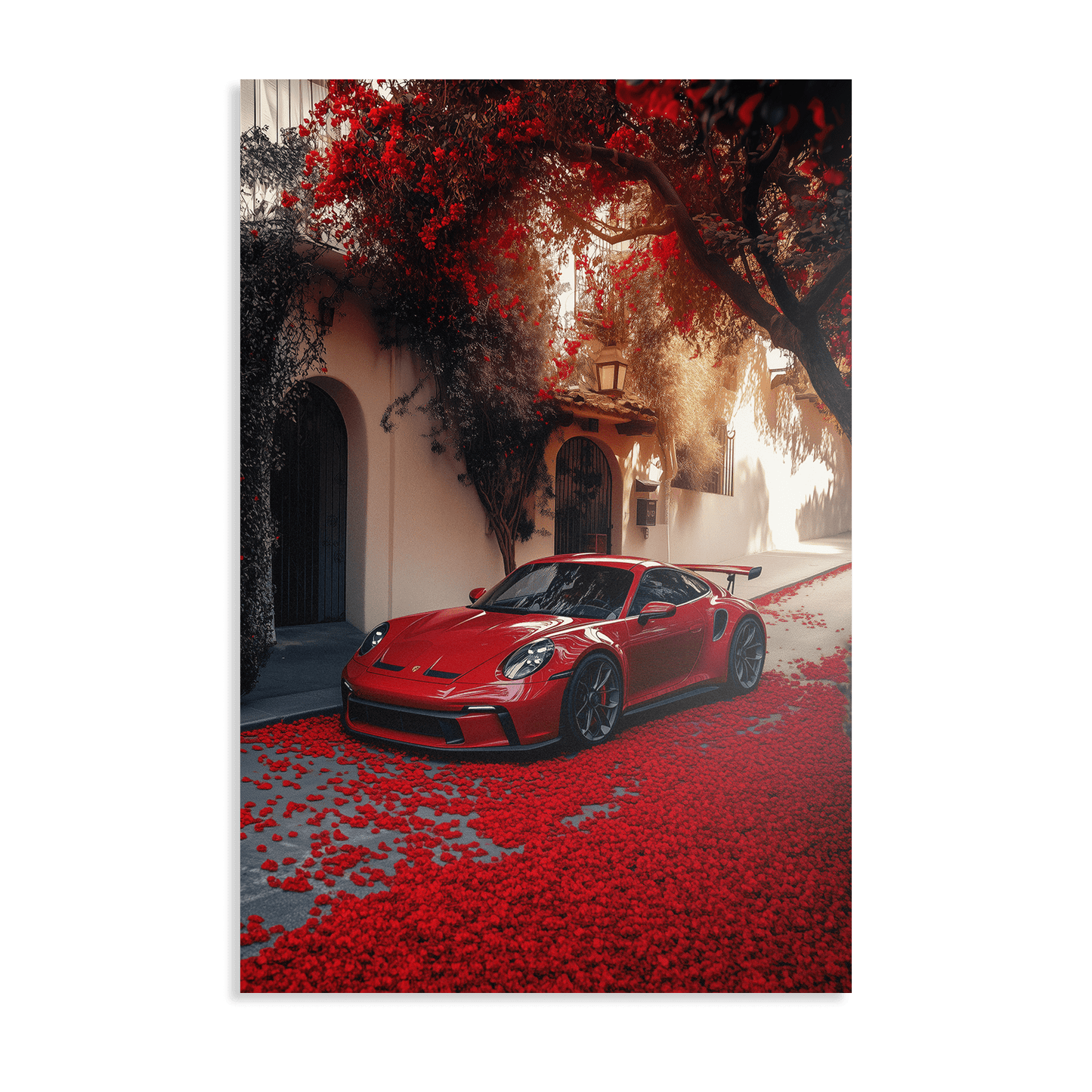 PORSCHE 992 GT3 RS x RED LEAVES*Dibond*40x60*Dibond*Kunstwerk*Masculina.nl