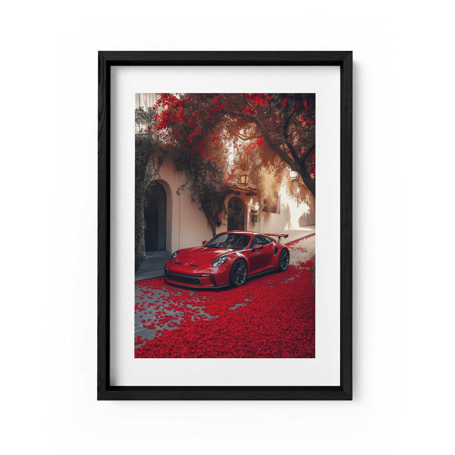 PORSCHE 992 GT3 RS x RED LEAVES*Papier*40x60*Papier*Kunstwerk*Masculina.nl