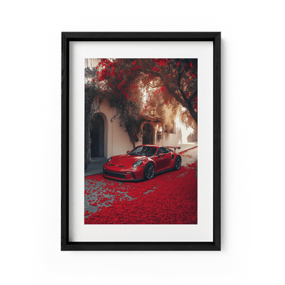 PORSCHE 992 GT3 RS x RED LEAVES*Papier*40x60*Papier*Kunstwerk*Masculina.nl