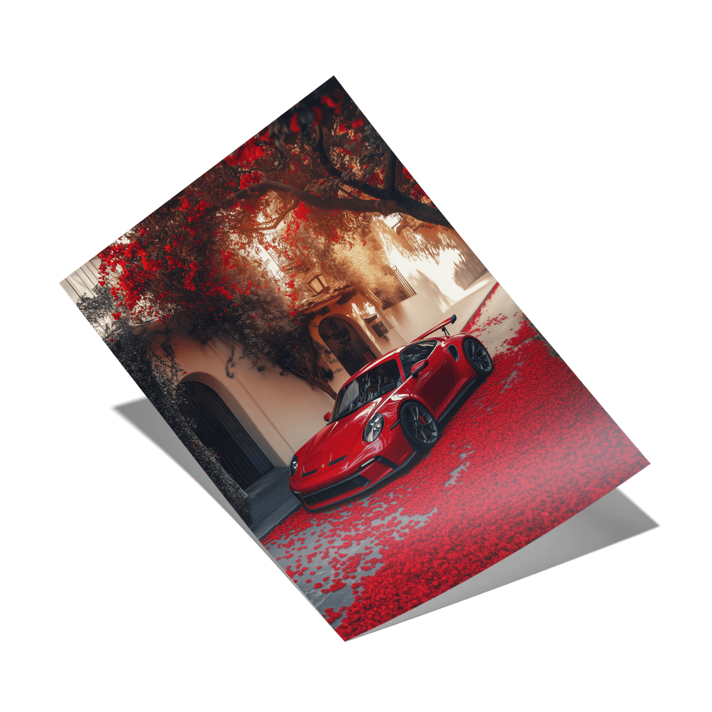 PORSCHE 992 GT3 RS x RED LEAVES*Papier*40x60*Papier*Kunstwerk*Masculina.nl